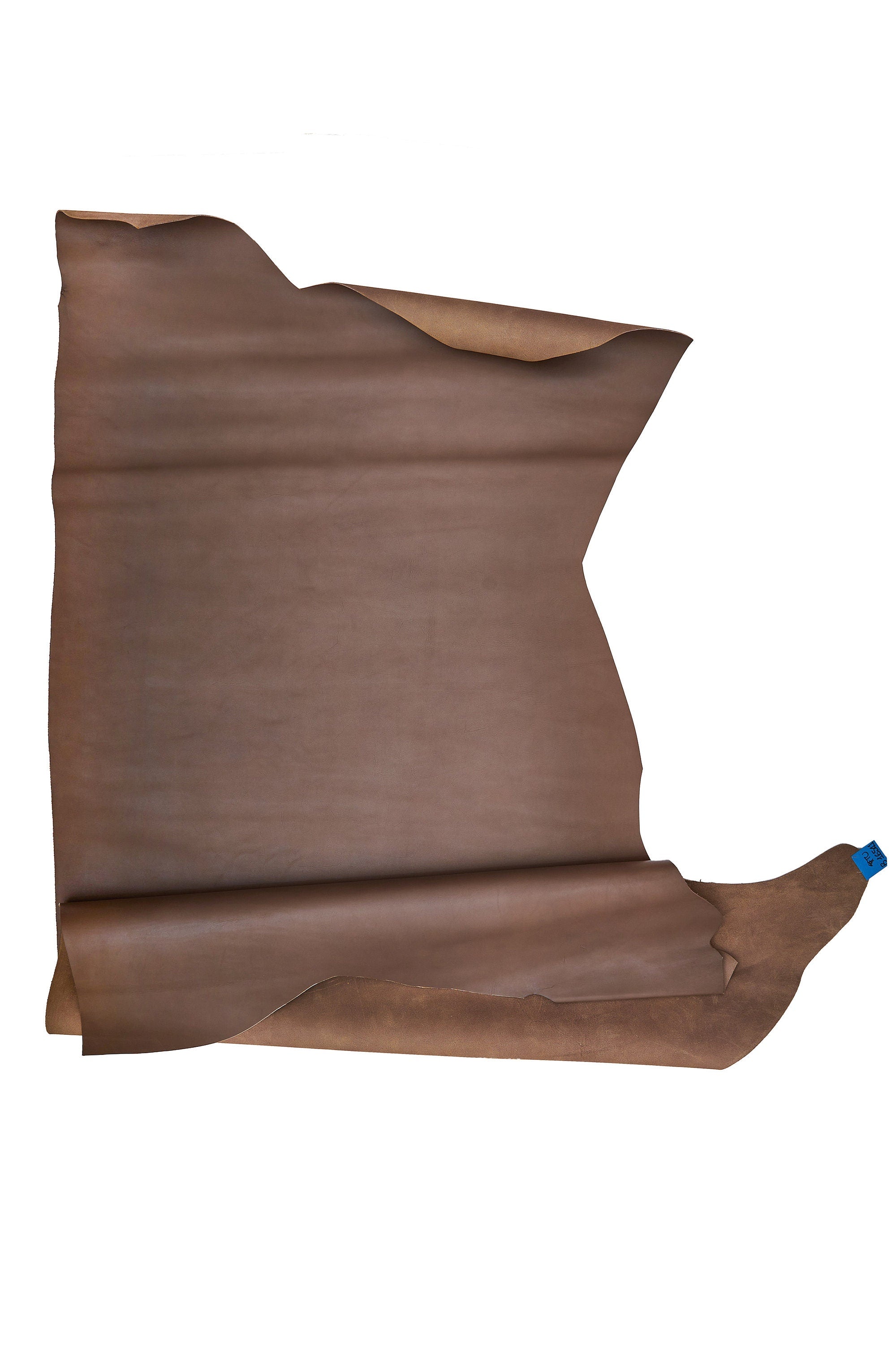Brown SMOOTH leather hide, classic cowhide with slightly shaded, solid color calfskin with light neutral wax B16541-TU La Garzarara