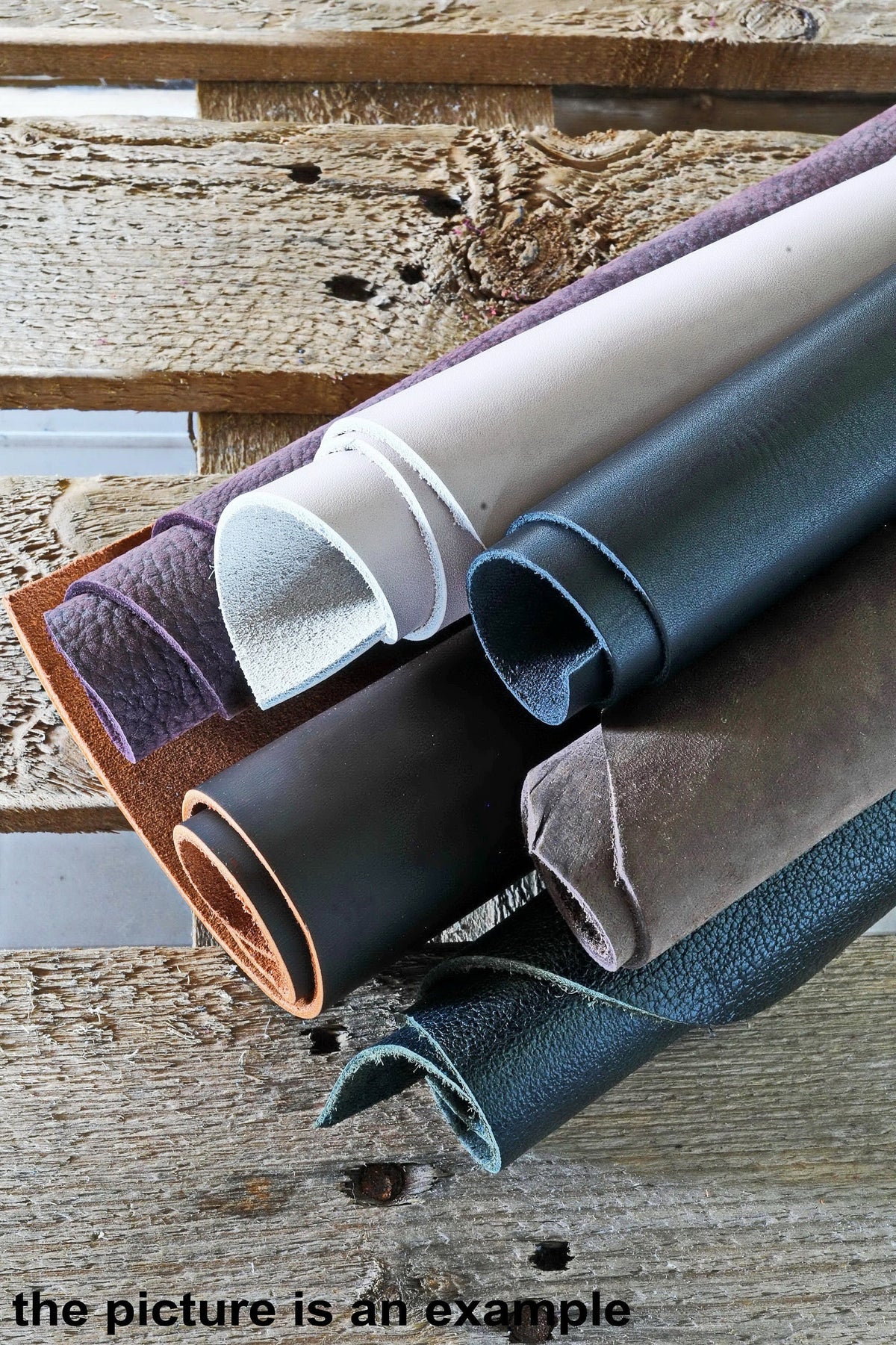 Thick Leather Scraps, Cowhide Offcuts, Heavy Leather Pieces, Random Cowhide and Calfskin Remnants, 1.5-2.5 mm (4-6 oz), 1 kg (2 lbs) B153