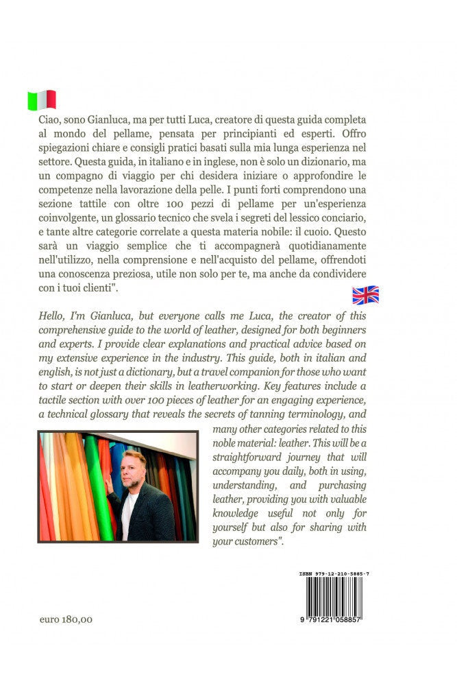 Tactile Leather Book, Real Leather Samples and Leather Guide, Italian English Book for Leathercraft -ENGLISH LANGUAGE-!