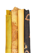 Italian Haircalf Leather Bundle Hair on Leather Hides Yellow Beige Black Premium Leather skins Set B16612-CV La Garzarara