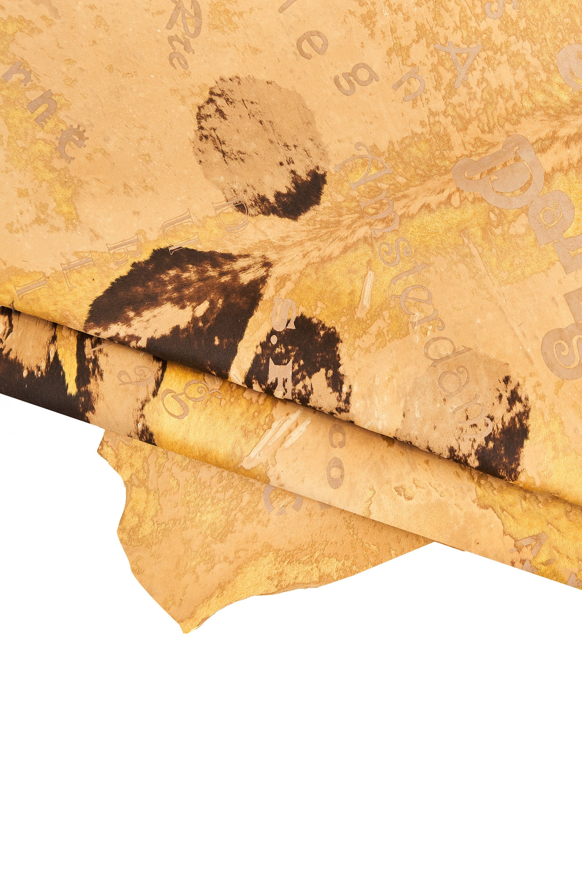 3 Pony hair leather hides beige natural, printed perforated hair on hide, sand honey pattern leather and 1 beige lamb nappa skinB16599-CV