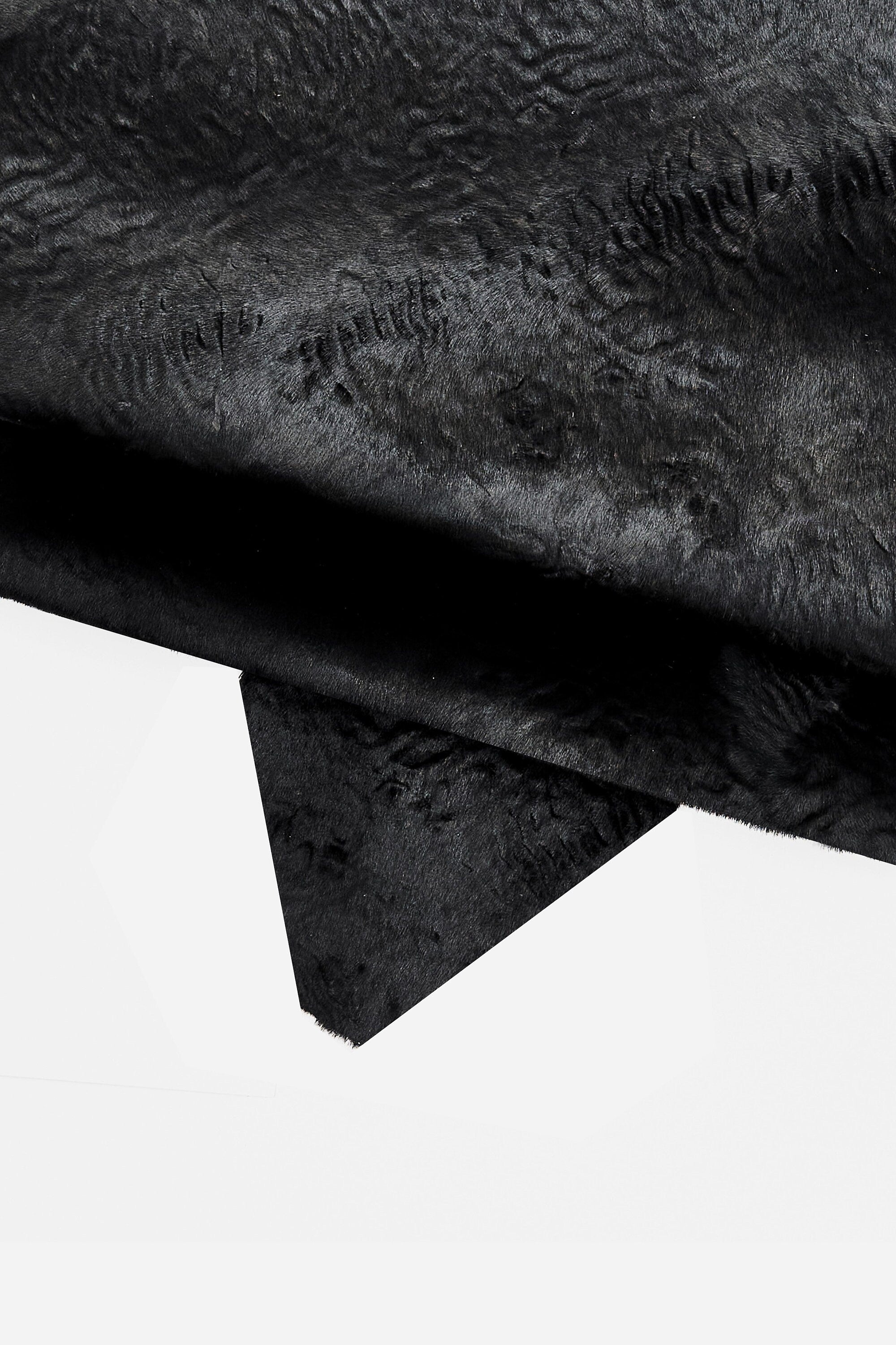 Printed BLACK hair on hides, 4 pony black leather skin camouflage effect, smooth matte leather hide. bundles of 4 skins B16616-CV