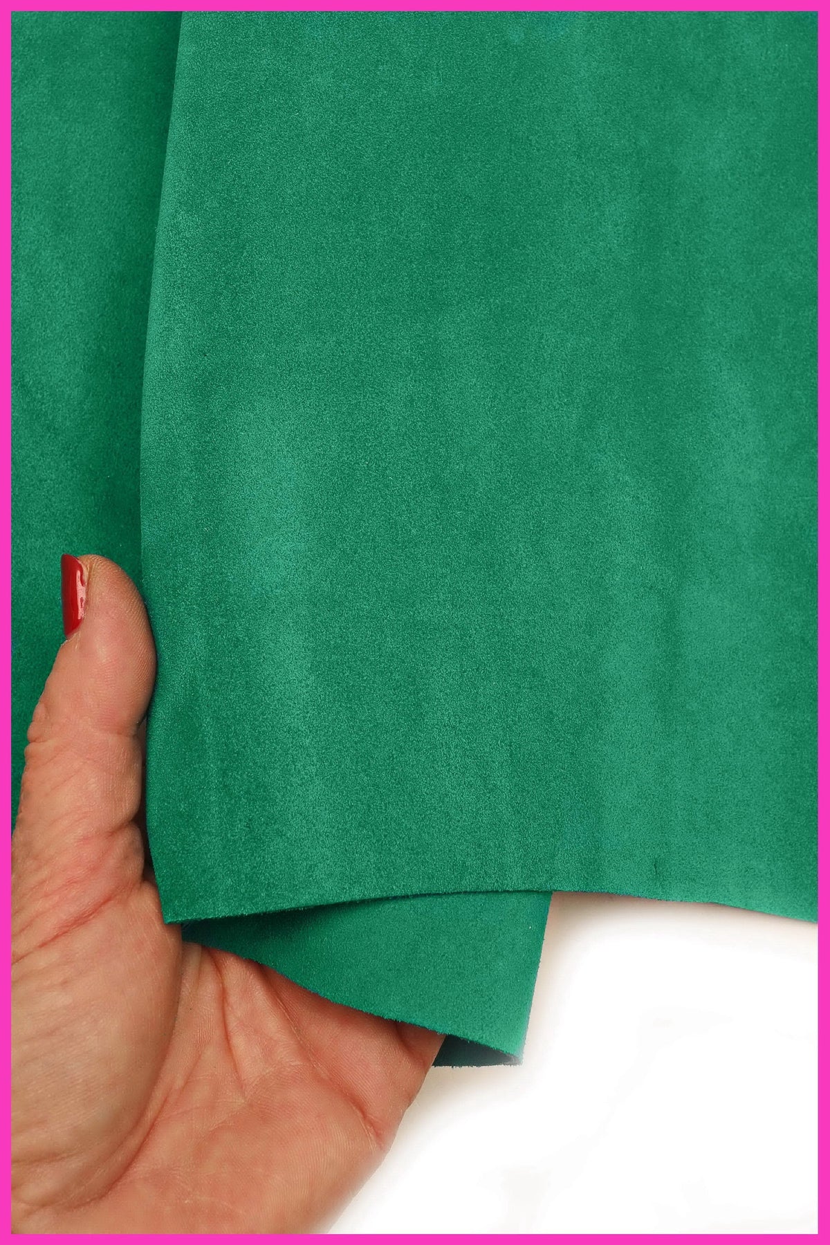 Emerald Green SUEDE leather skin, soft Green cow suede hide B15896-TU La Garzarara