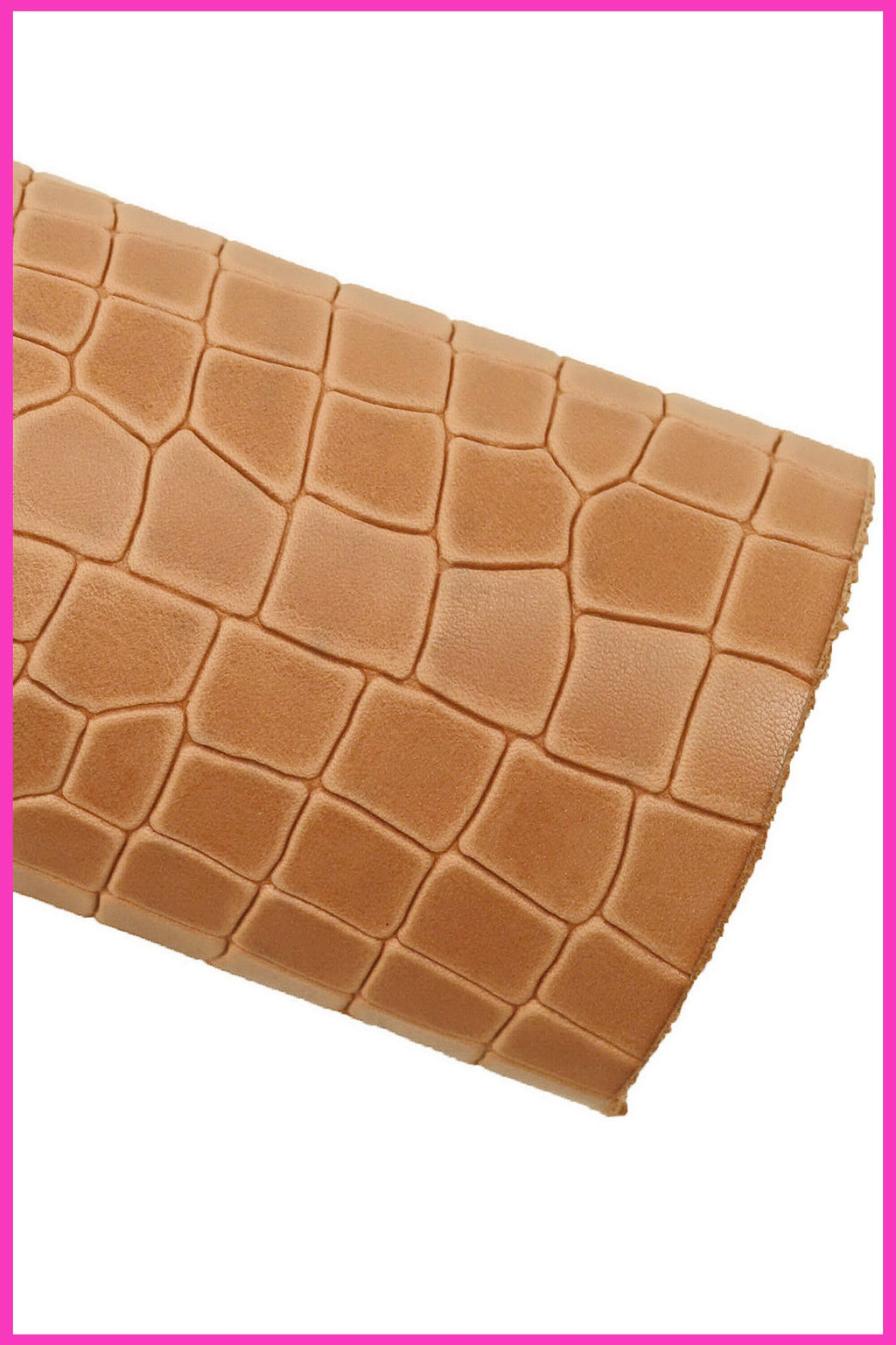 Light brown CROCODILE printed LEATHER hide, glossy calfskin, croc embossed cowhide, medium softness B16142-ST La Garzarara