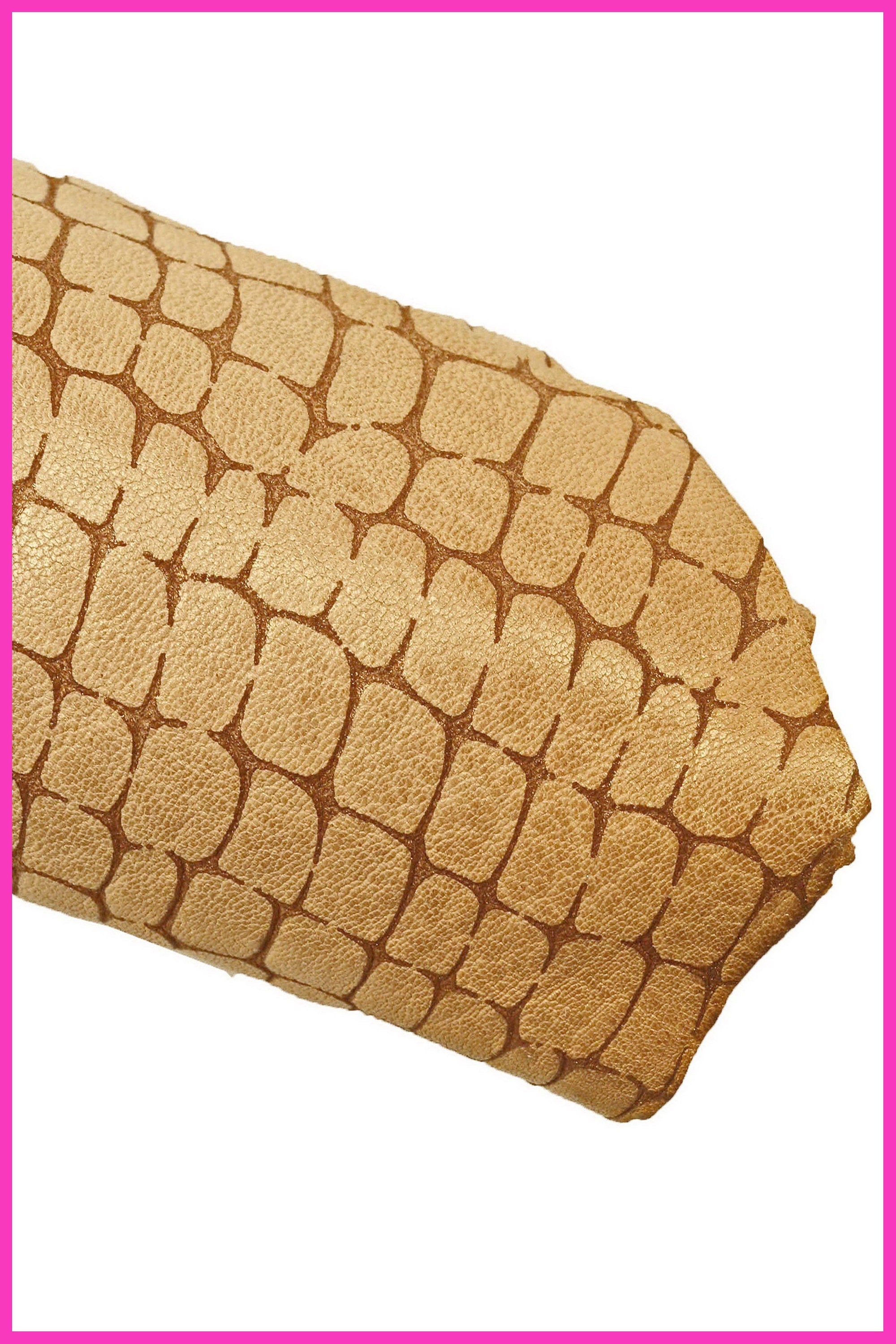 Beige Pearl Crocodile Croco Embossed Goatskin Leather Hide – Soft Reptile Texture Skin for Bags Shoes Luxury Crafts LaGarzarara B16153-VT