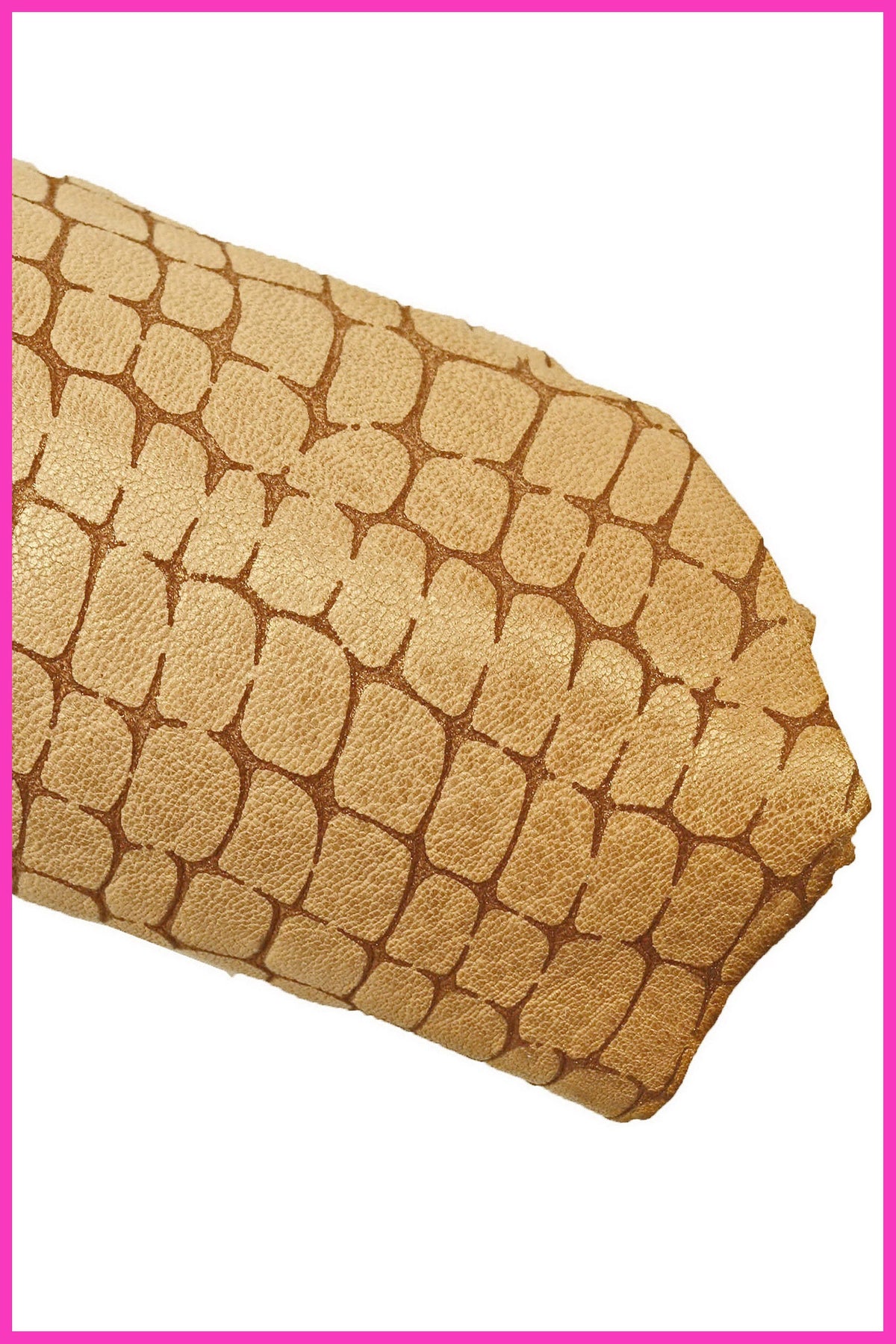 Beige Pearl Crocodile Croco Embossed Goatskin Leather Hide – Soft Reptile Texture Skin for Bags Shoes Luxury Crafts LaGarzarara B16153-VT