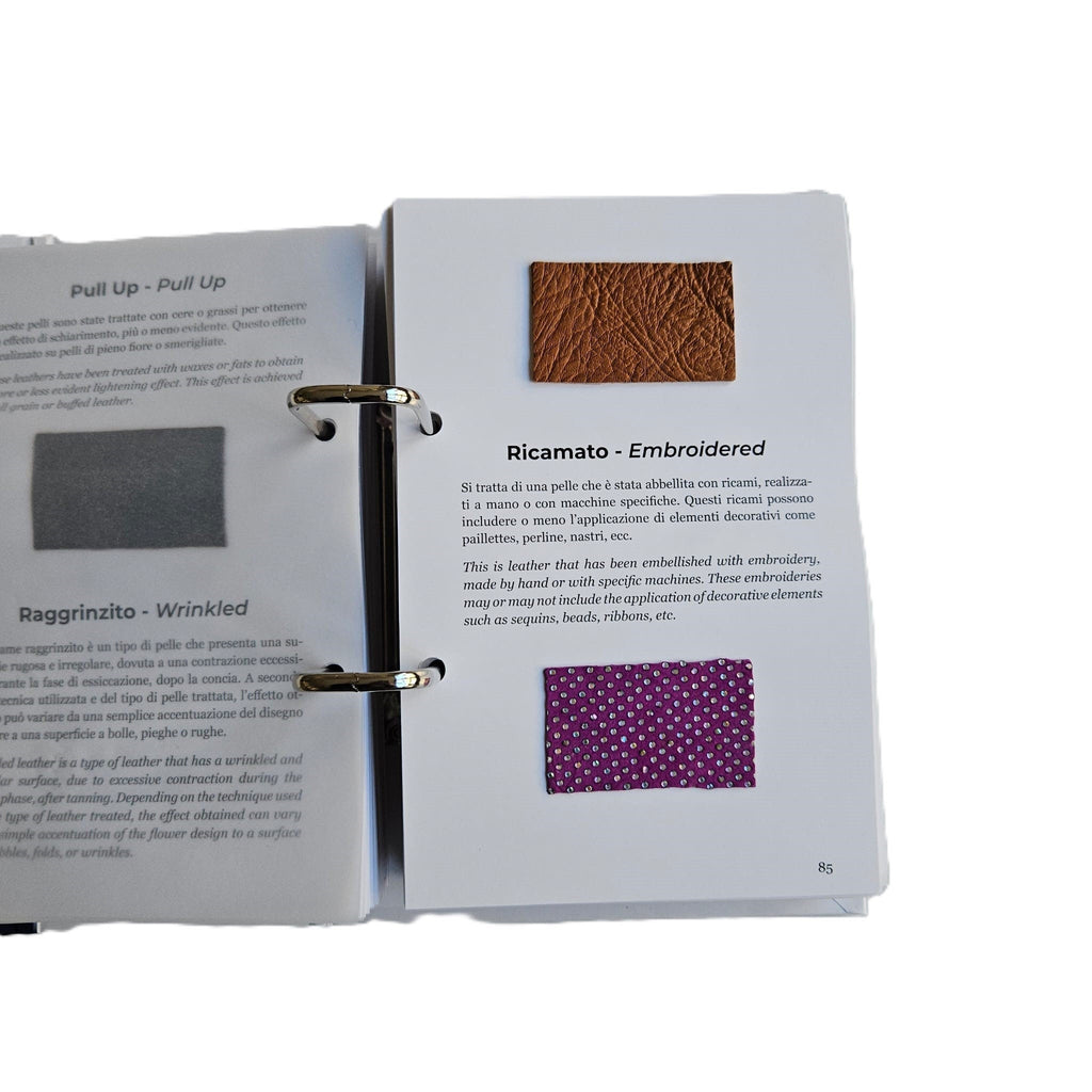 Tactile Leather Book, Real Leather Samples and Leather Guide, Italian English Book for Leathercraft -ENGLISH LANGUAGE-!