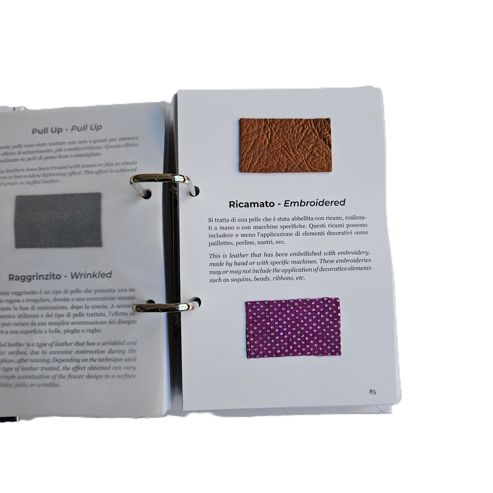 Tactile Leather Book, Real Leather Samples and Leather Guide, Italian English Book for Leathercraft -ENGLISH LANGUAGE-!