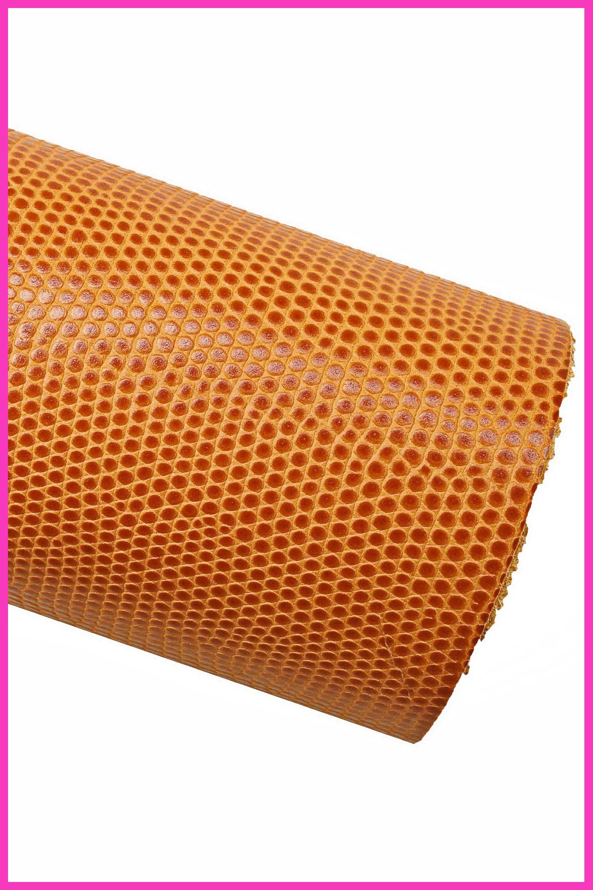 TAN LIZARD printed leather hide, light brown embossed calfskin, glossy stiff classic cowhide B14573-ST La Garzarara