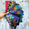 10 Selected leather scraps, printed and foils various, mix selection leather remnants as per pictures RT221 La Garzarara