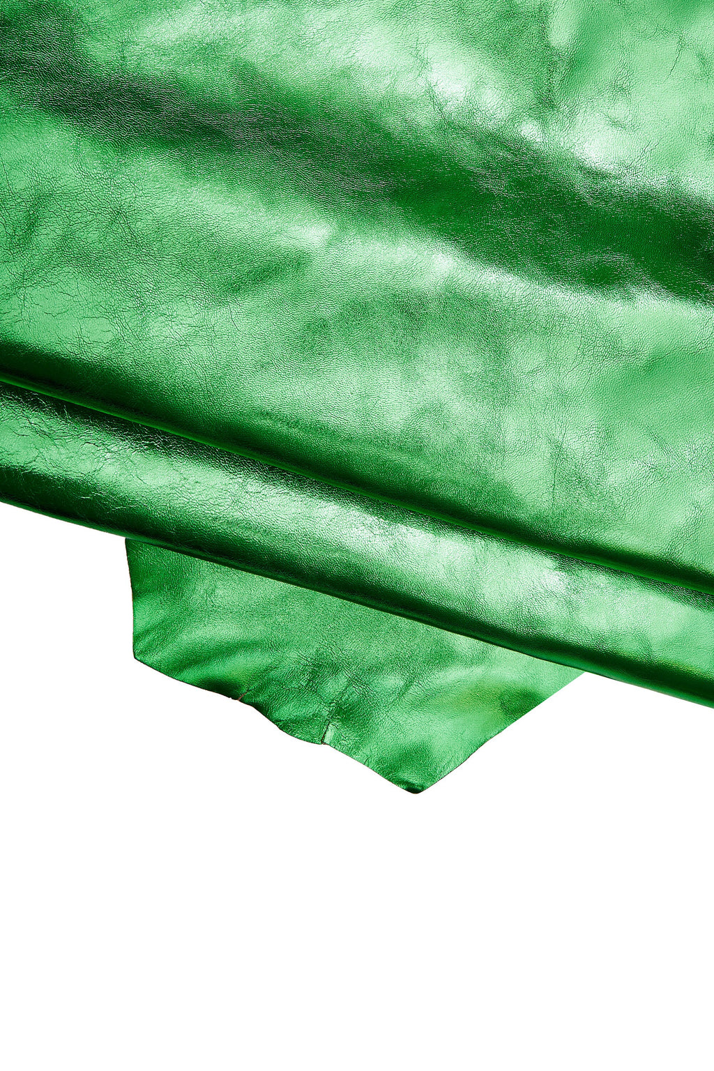 Emerald GREEN leather skin, smooth metallic goatskin, glossy soft hide for crafter and diy projects B16627-MT La Garzarara