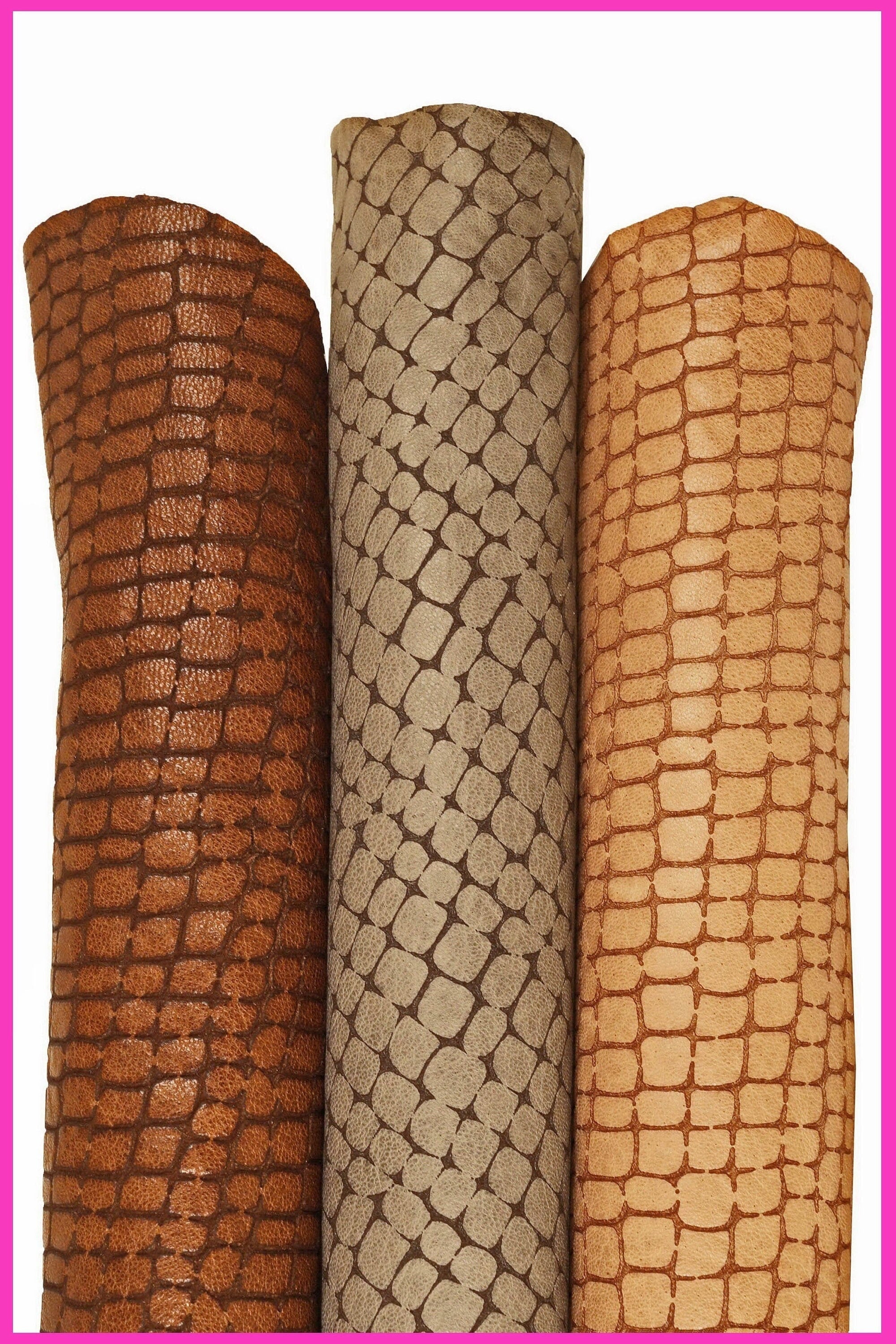 CROCODILE printed leather skin, brown, grey, beige sporty vintage goatskin, soft croc embossed hide B16152-VT La Garzarara