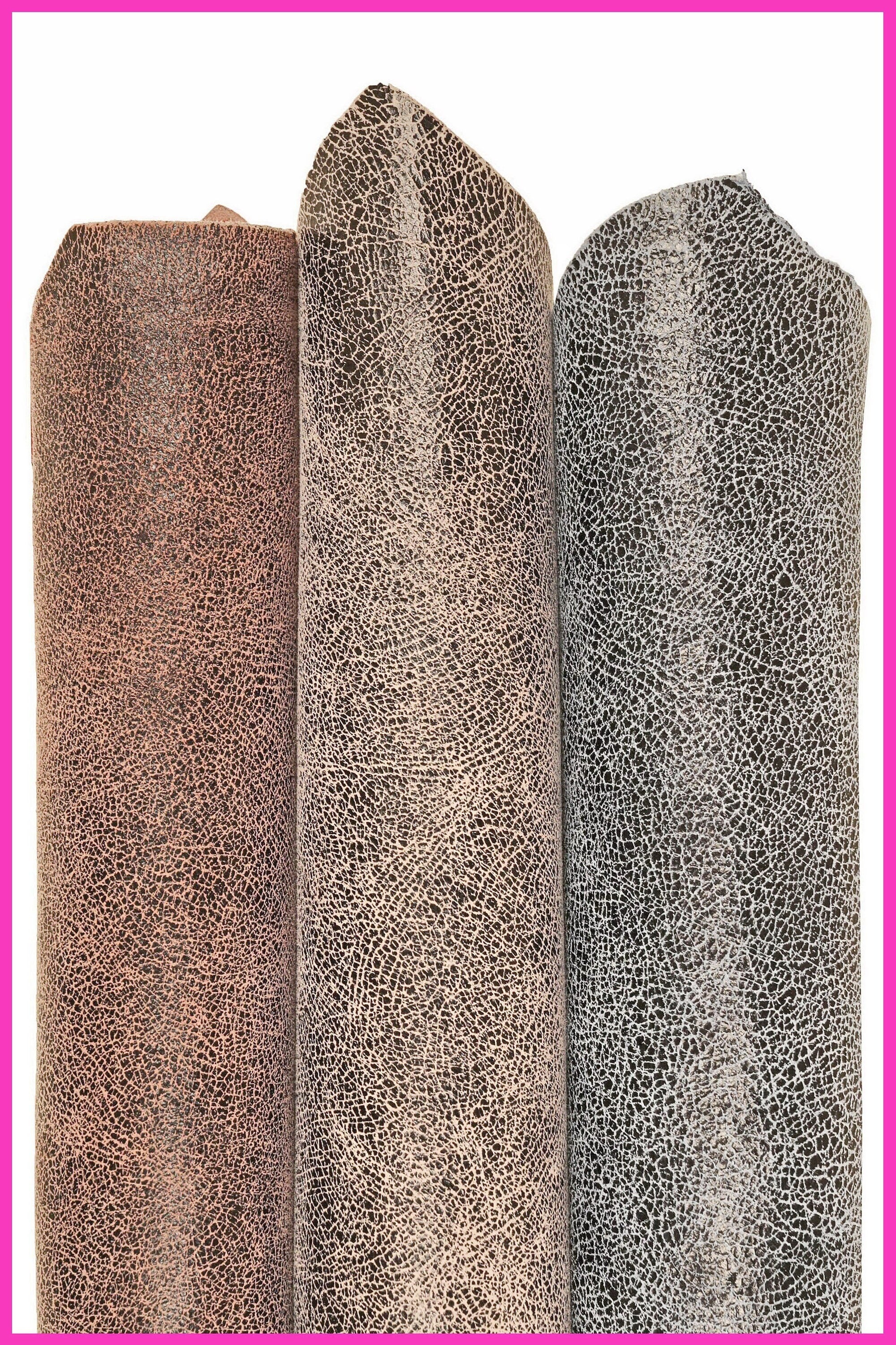 Antiqued leather hide distressed look, vintage effect crackled leather skin, rustic suede leather for bags belts B16126-ST La Garzarara