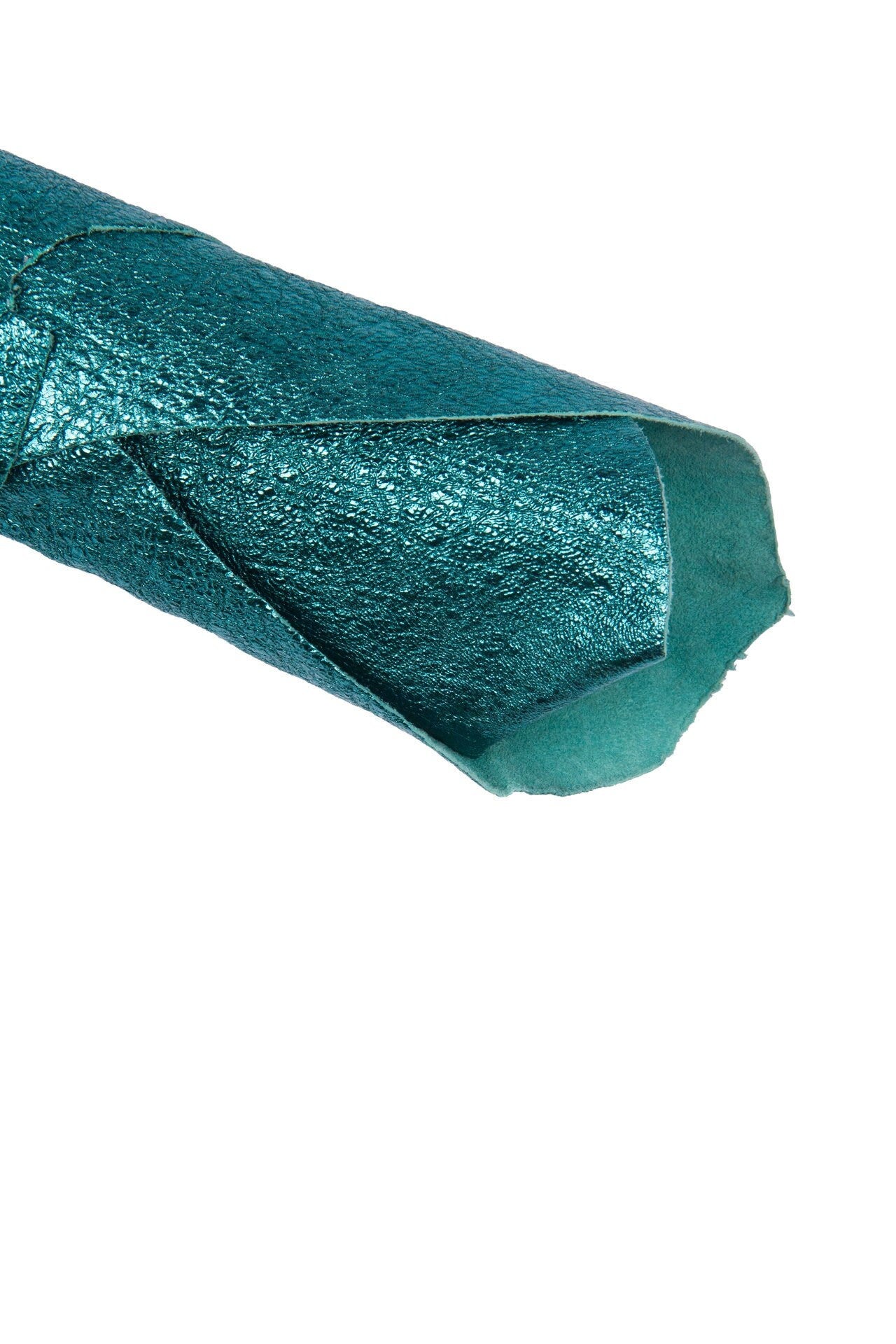 PETROLEUM green leather skin, wrinkled metallic goatskin, bright soft skin, 0.9 - 1.0 mm B16451-MT La Garzarara