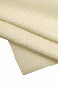 Ivory crocodile embossed leather hide, structured rigid cow skin semi glossy cream croc for bags B13414-ST La Garzarara