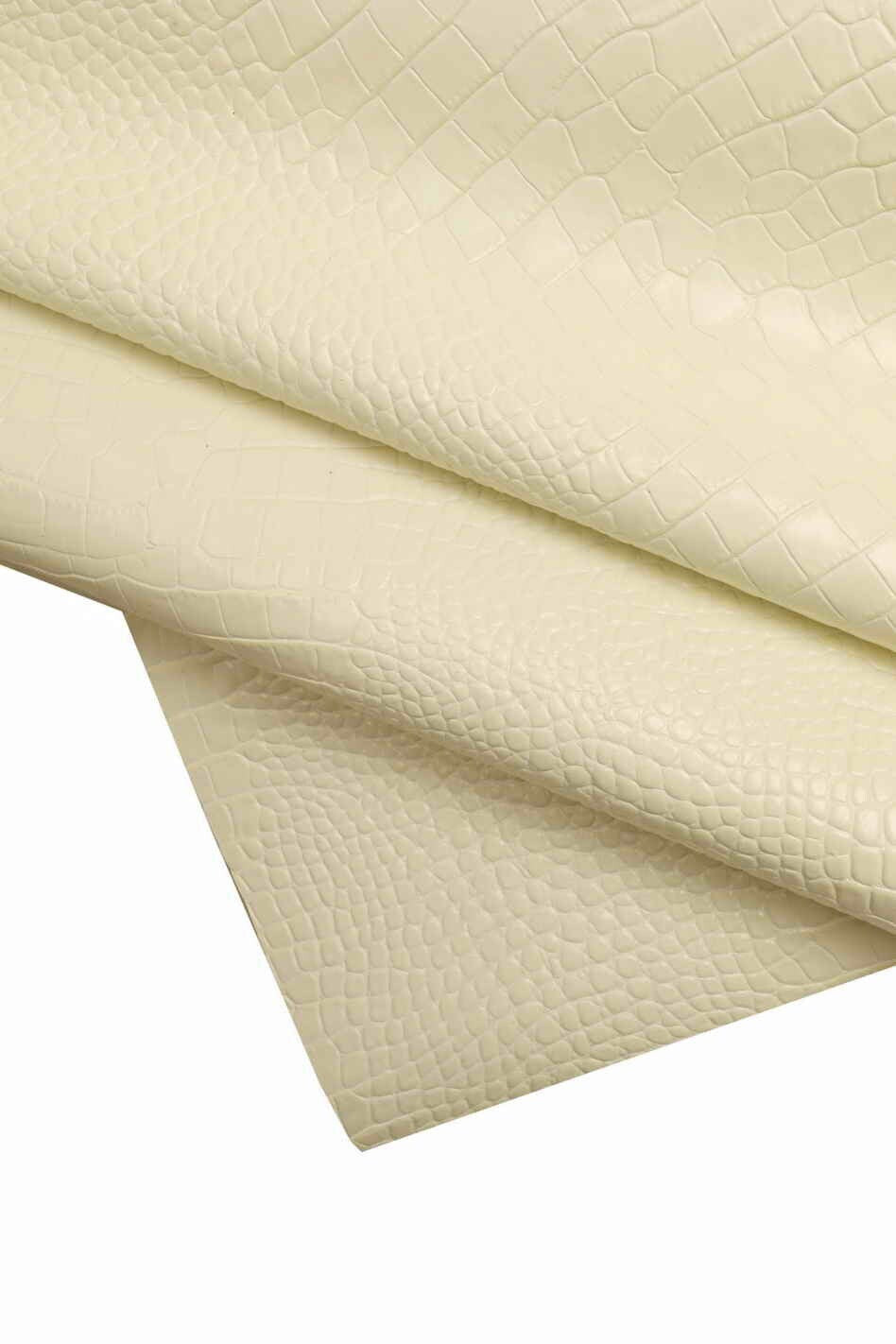 Ivory crocodile embossed leather hide, structured rigid cow skin semi glossy cream croc for bags B13414-ST La Garzarara