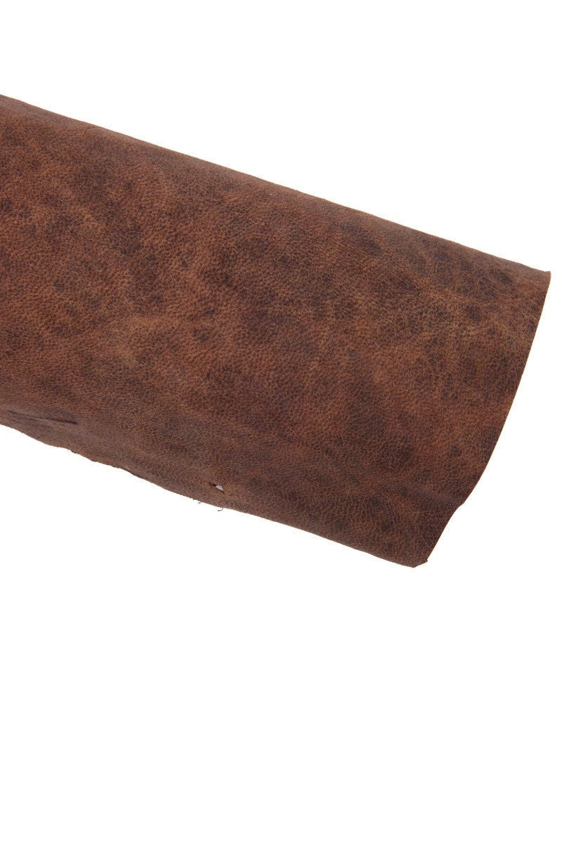 Vintage brown goatskin leather hide, distressed aged leather skin for bags and accessories B16478-VT La Garzarara