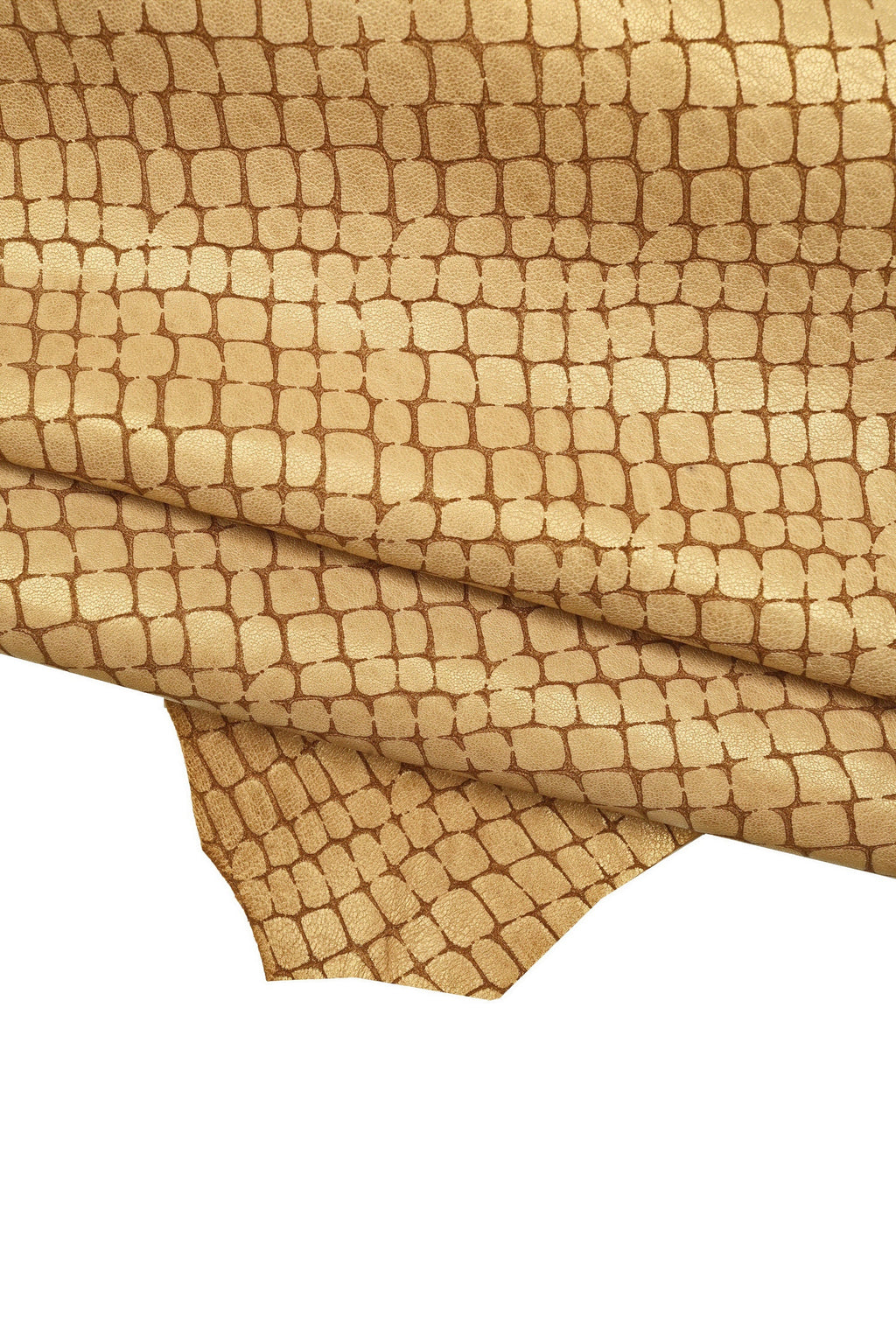Beige Pearl Crocodile Croco Embossed Goatskin Leather Hide – Soft Reptile Texture Skin for Bags Shoes Luxury Crafts LaGarzarara B16153-VT