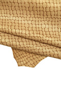Beige Pearl Crocodile Croco Embossed Goatskin Leather Hide – Soft Reptile Texture Skin for Bags Shoes Luxury Crafts LaGarzarara B16153-VT