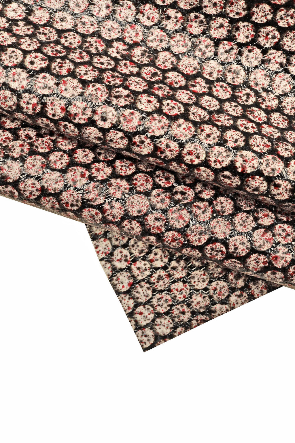 OPTICAL distressed leather hide, geometrical patterned cow leather hide, abstract printed calfskin B14613-ST La Garzarara