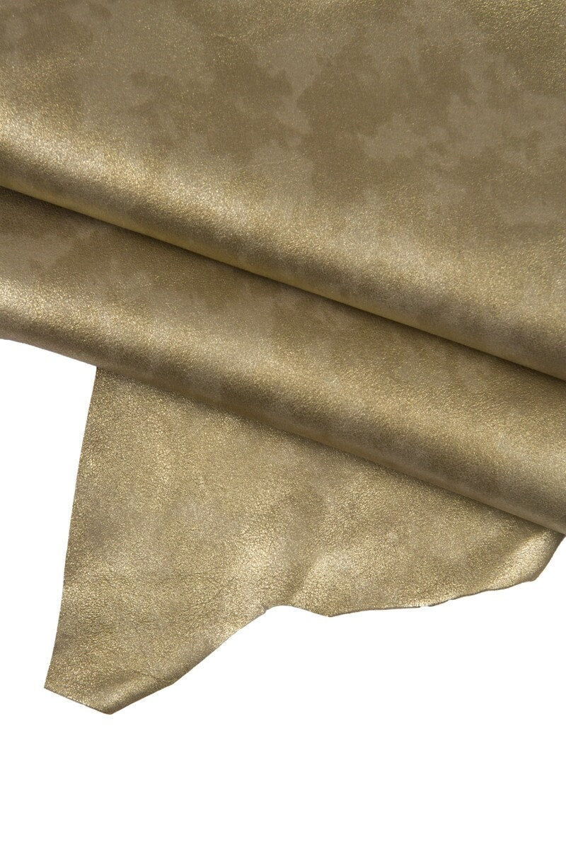 Soft Metallic suede leather skin, aged platinum laminated goat leather hide for fashion accessories B16428-MT(ST)