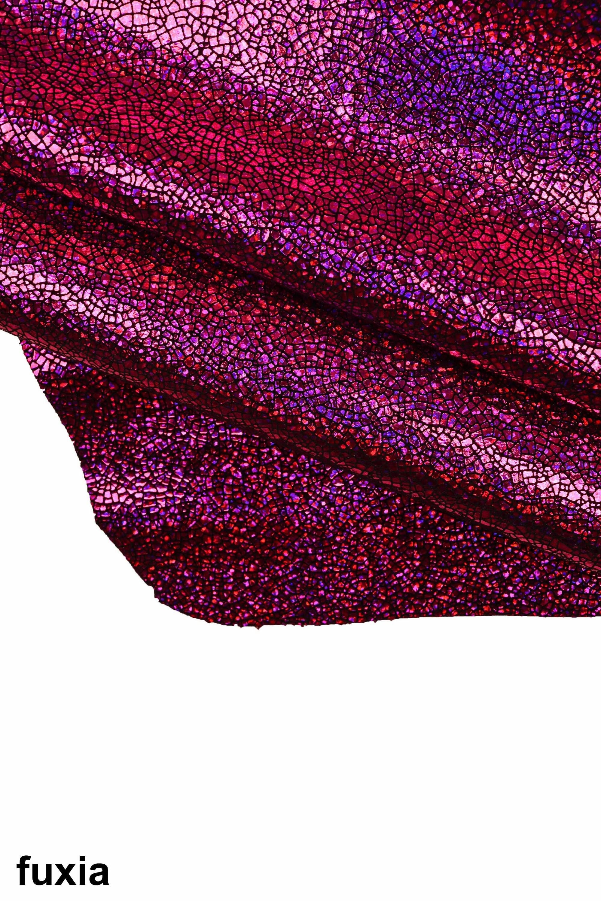 IRIDESCENT metallic leather hide, CRAKLE printed goatskin, super soft shiny calfskin, various thicknesses B19477-MT(st) La Garzarara
