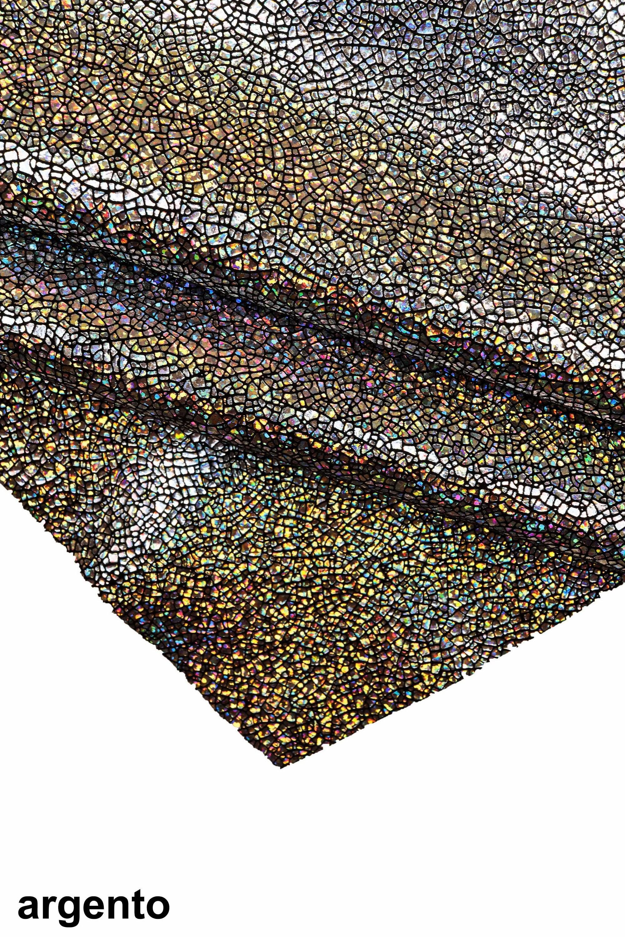 IRIDESCENT metallic leather hide, CRAKLE printed goatskin, super soft shiny calfskin, various thicknesses B19477-MT(st) La Garzarara
