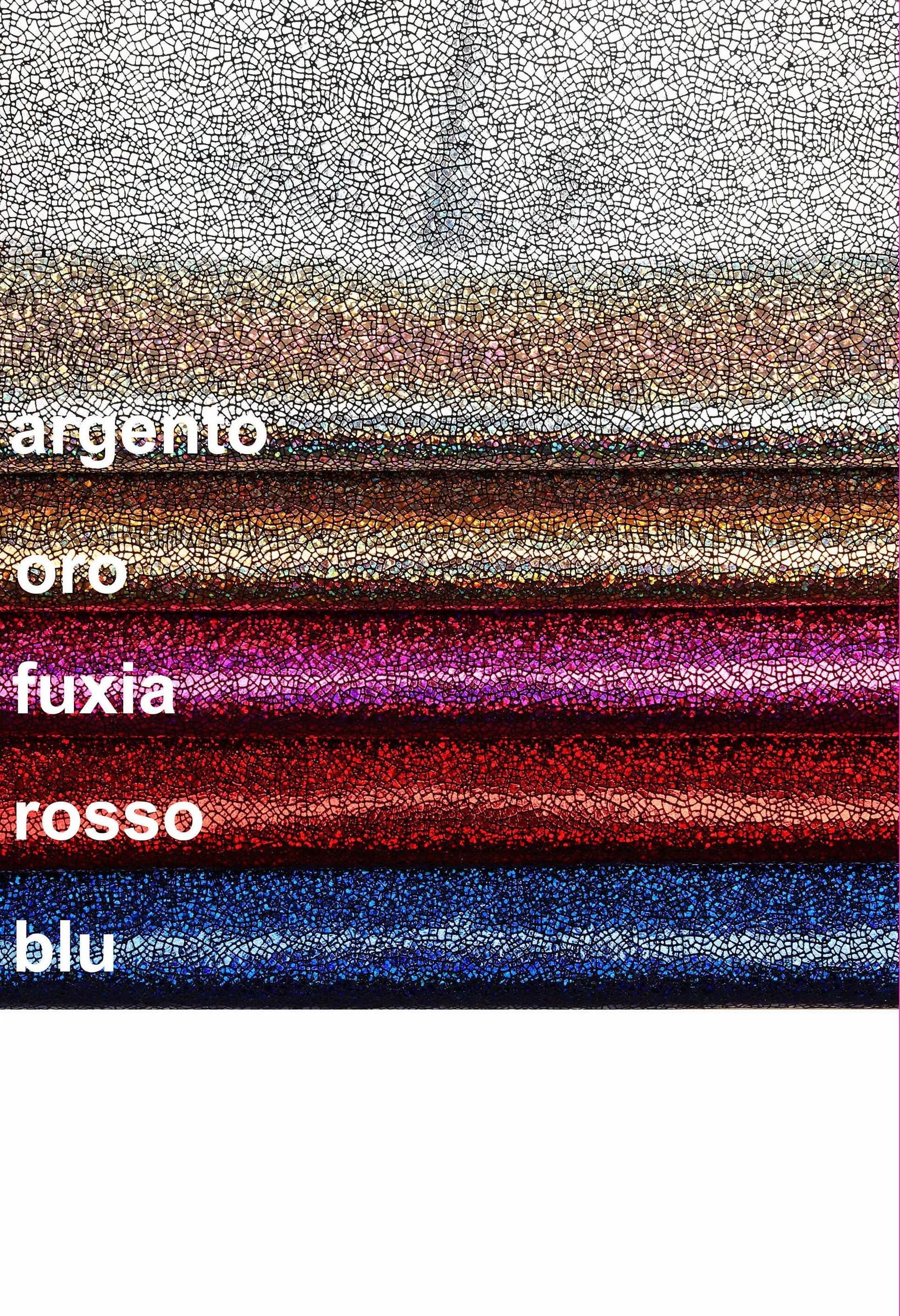 IRIDESCENT metallic leather hide, CRAKLE printed goatskin, super soft shiny calfskin, various thicknesses B19477-MT(st) La Garzarara