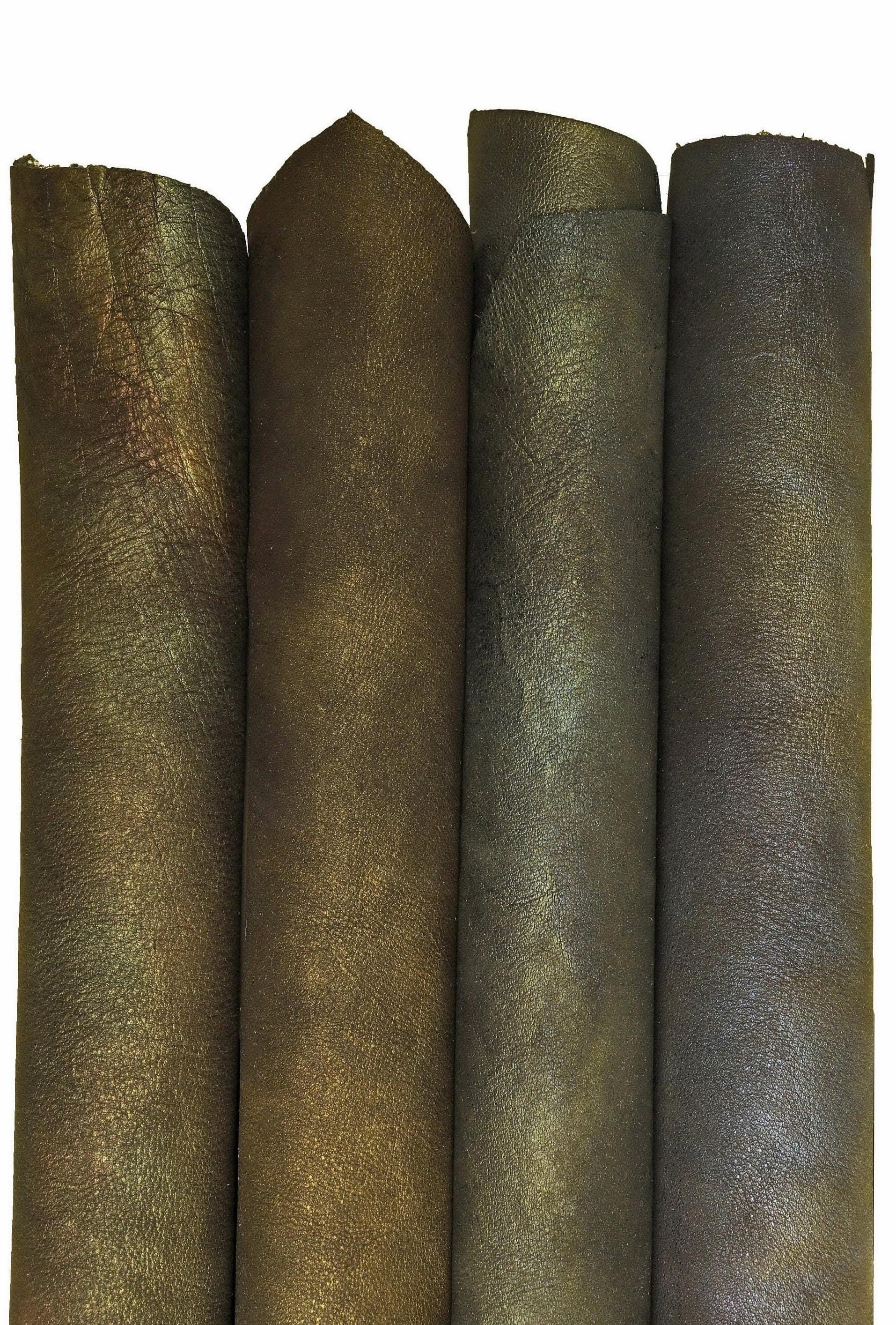 Marbled leather hide, sporty vintage tiny pebble grain vintage goatskin with shades, metallic aged skin 1.3 - 1.5 mm B16386-VT La Garzarara