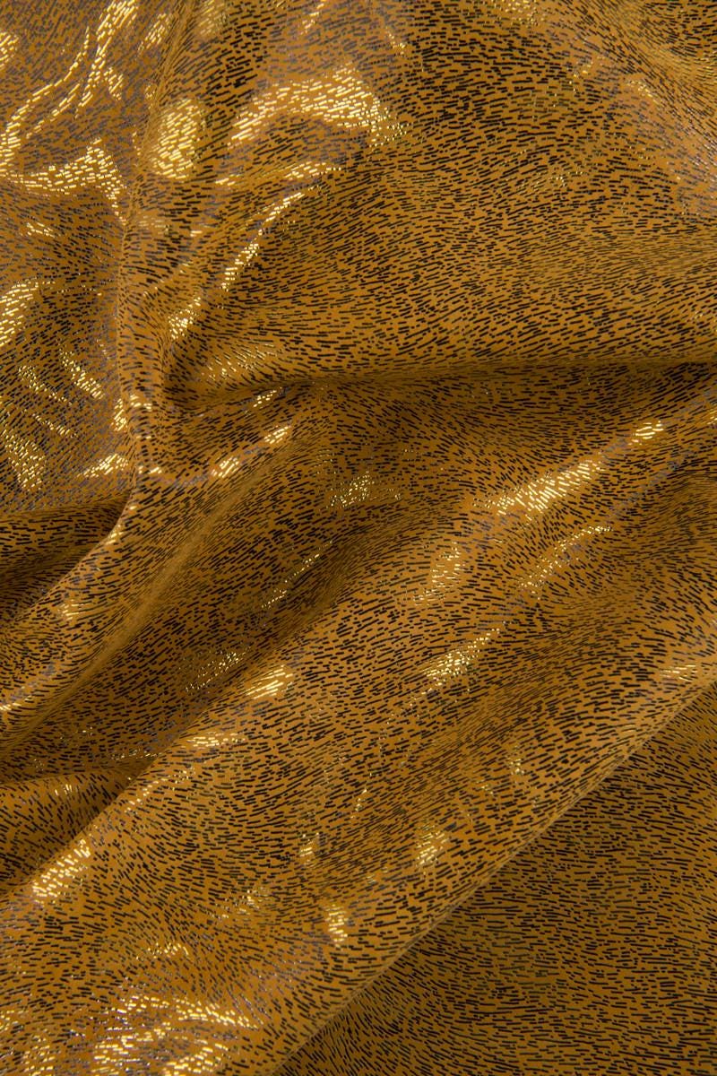 Tan ANIMAL print leather hide, metallic suede goatskin, bright soft hair textured skin B16733-MT(ST) La Garzarara