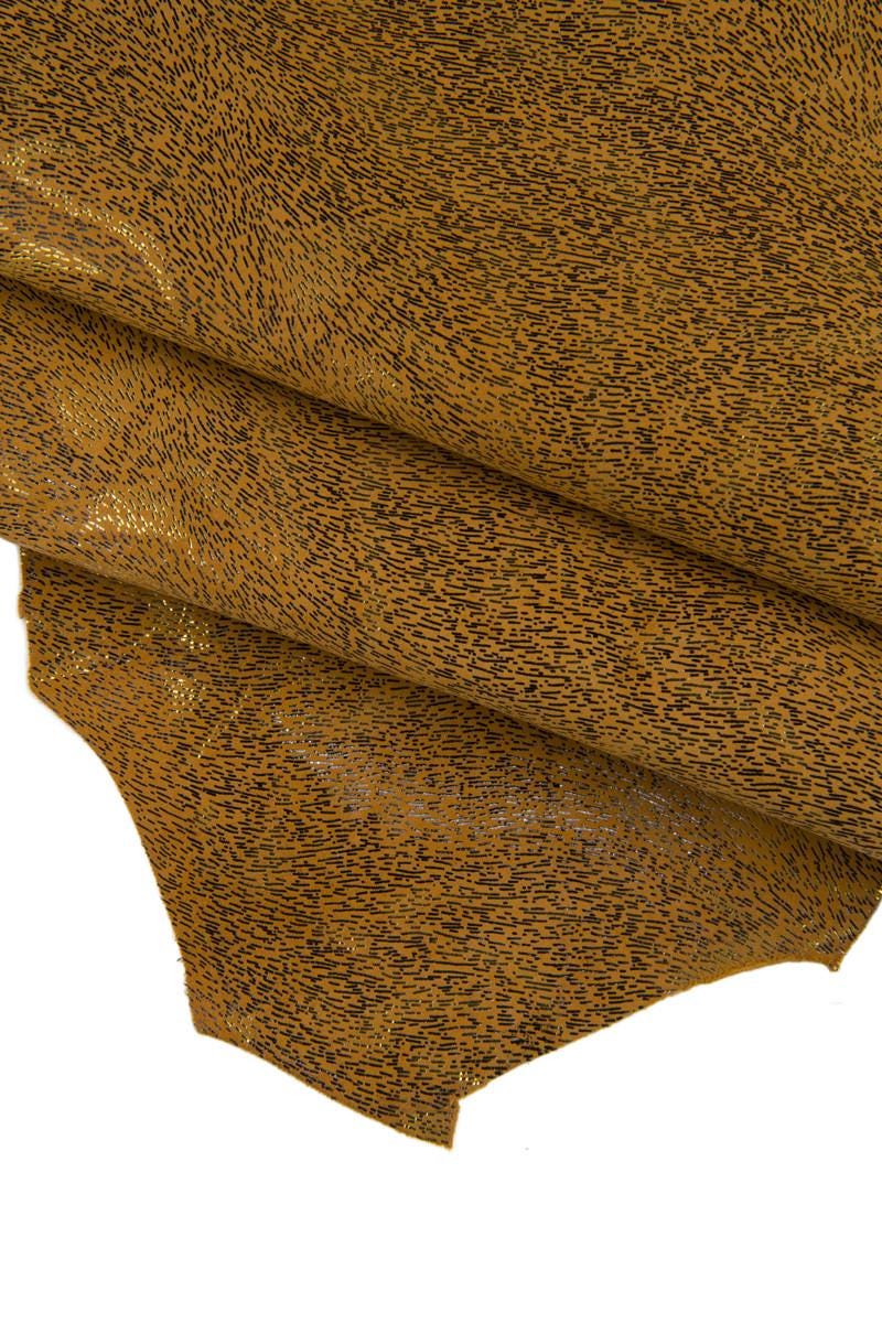 Tan ANIMAL print leather hide, metallic suede goatskin, bright soft hair textured skin B16733-MT(ST) La Garzarara
