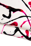 FUCHSIA SKETCH painted leather skin, white goatskin pink black texture, handcrafted pollock printed skin B16854-DM
