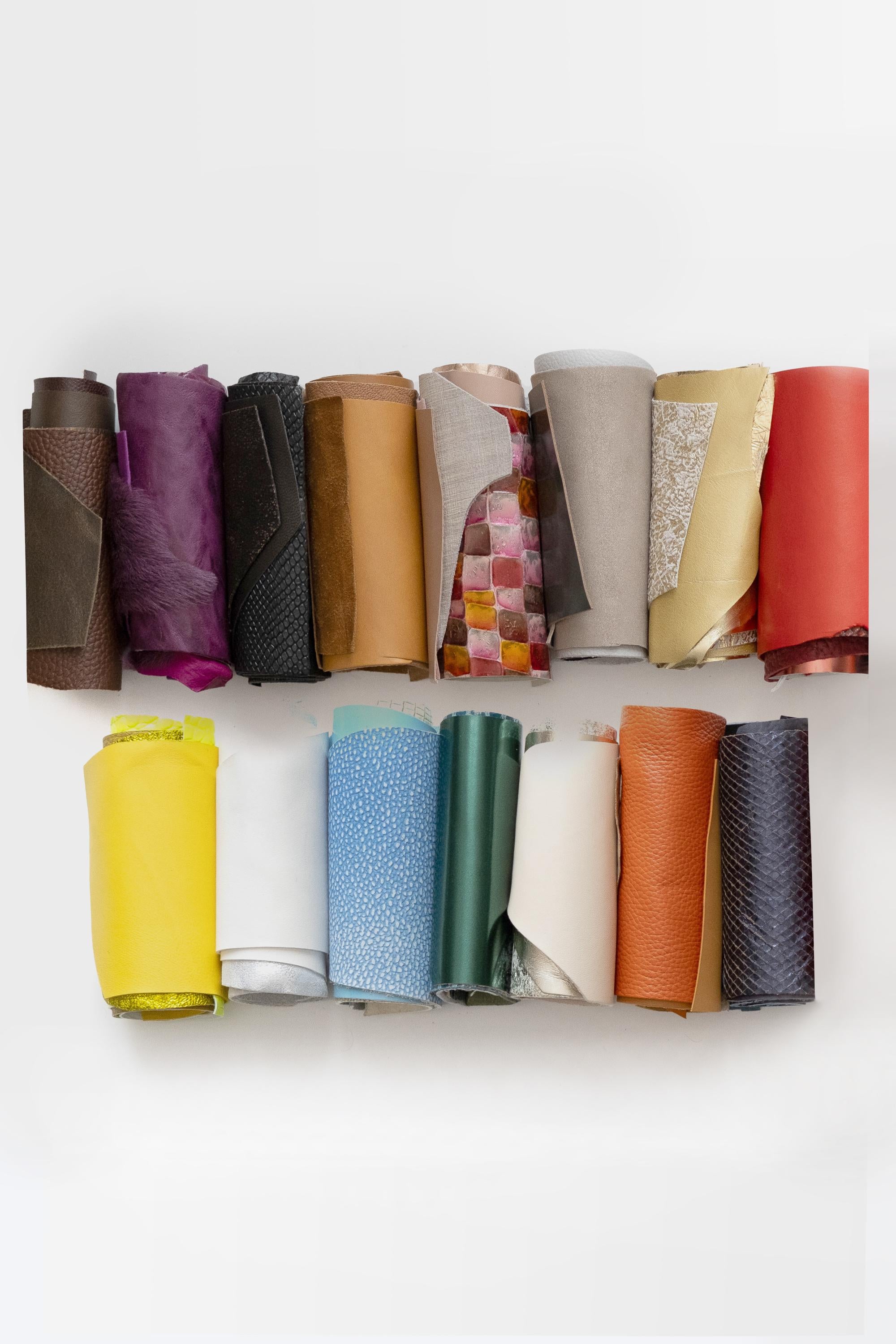Mix Leather Scraps, Assorted Offcuts leather Pieces, 60 Colors Mix, Solid and Printed Renmants Leather 8x10"-25x20 cm for Sewing