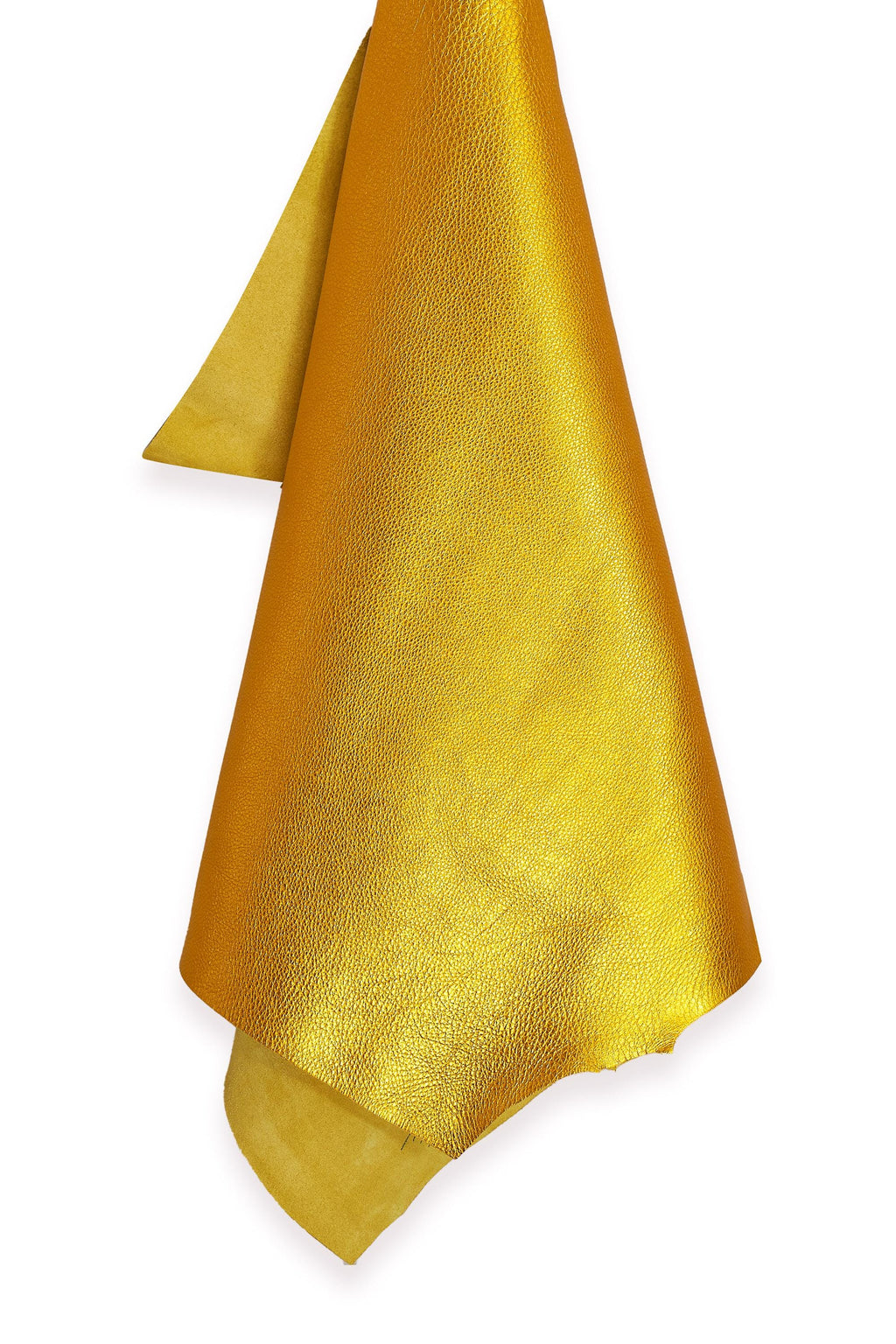 Gold yellow pebble GRAIN printed cowhide, metallic embossed leather skin, soft bright calfskin 1.8 - 2.0 mm B16739-MT La Garzarara