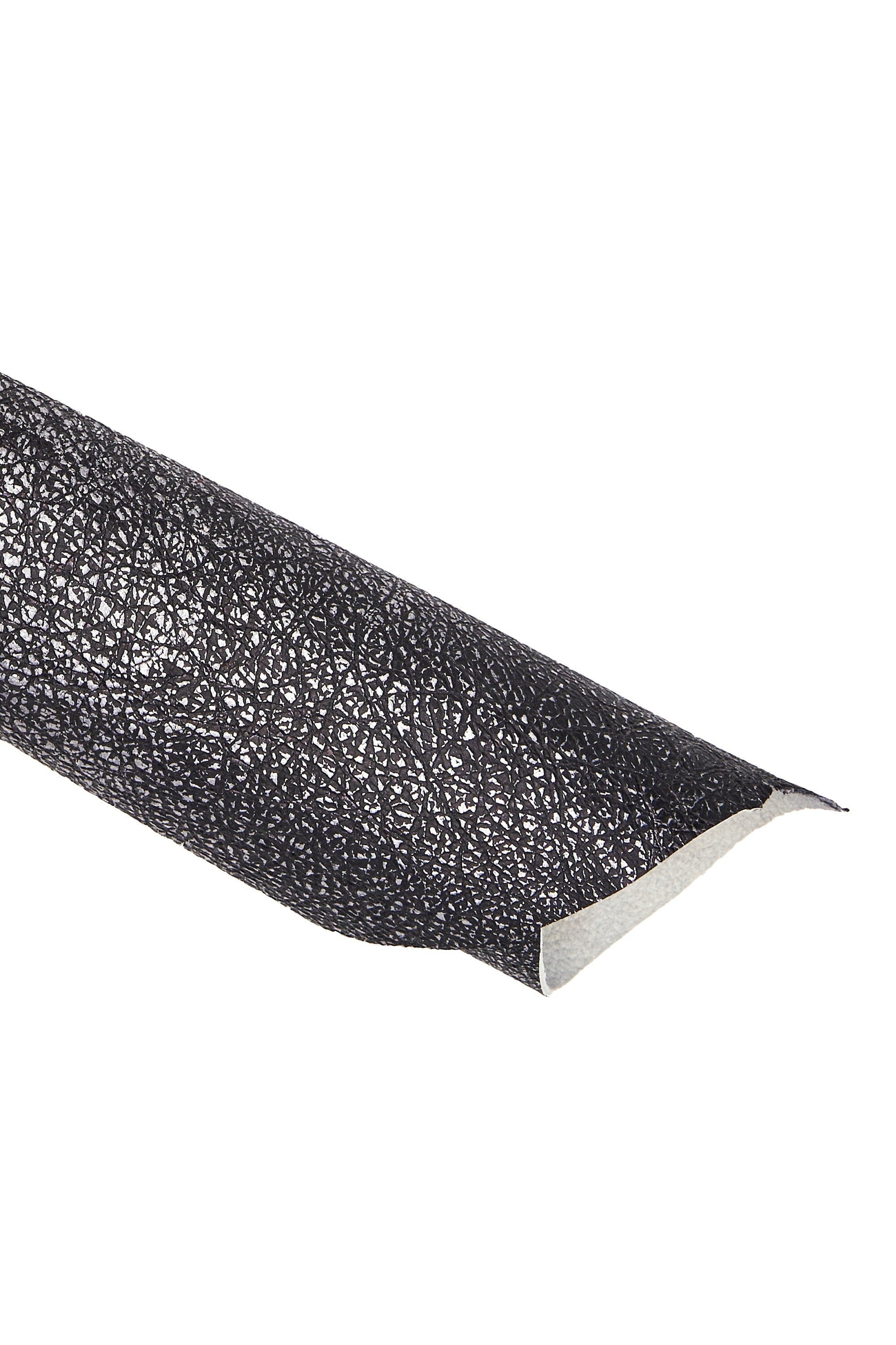BLACK steelmetal leather skin, wrinkled goatskin, metallic aged distressed hide 0.9 - 1.0 mm B16542-MT(ST) La Garzarara