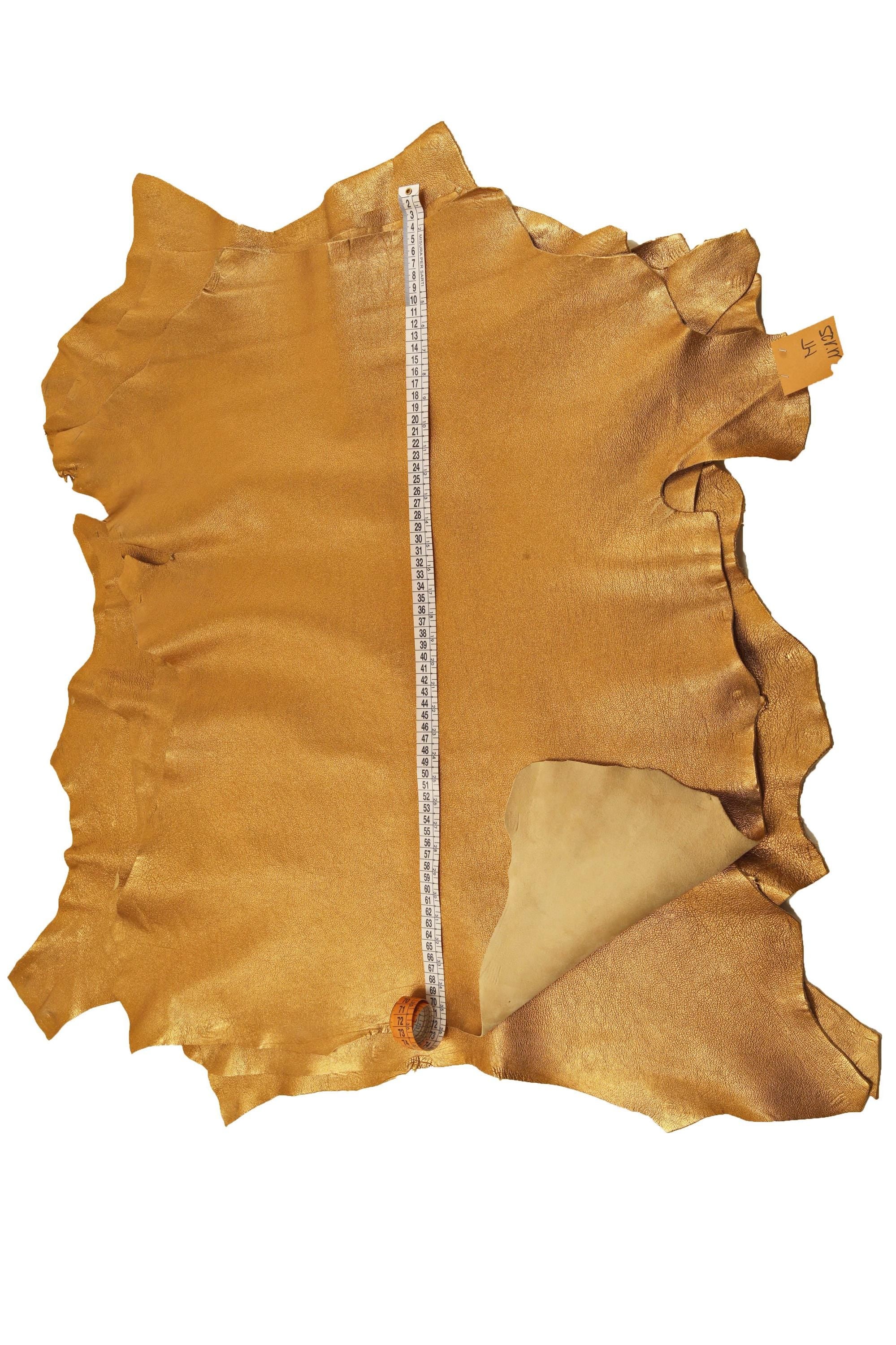 Bronze Metallic Leather Hide, Bronze Gold Nappa Leather, Soft Metallic Leather for Bags & Leathercraft, 0.7 - 0.9 mm B16898-MT La Garzarara