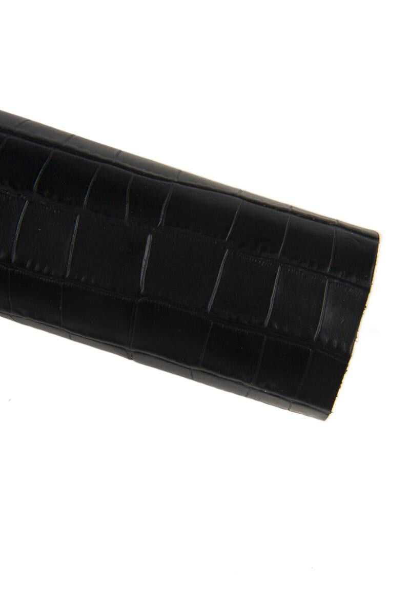Grey embossed CROCODILE calf leather hide, glossy classic croc print leather skin 1.1–1.3 mm B16647-ST La Garzarara