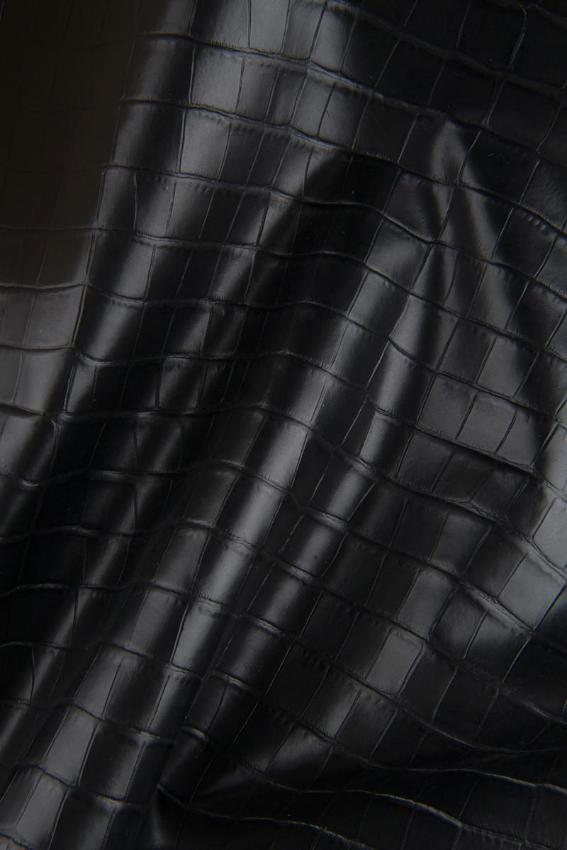 Grey embossed CROCODILE calf leather hide, glossy classic croc print leather skin 1.1–1.3 mm B16647-ST La Garzarara
