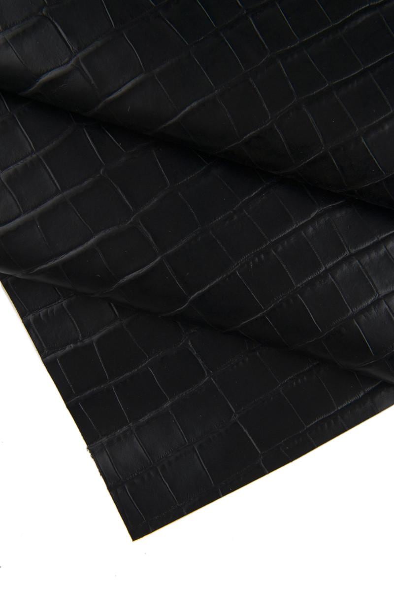 Grey embossed CROCODILE calf leather hide, glossy classic croc print leather skin 1.1–1.3 mm B16647-ST La Garzarara