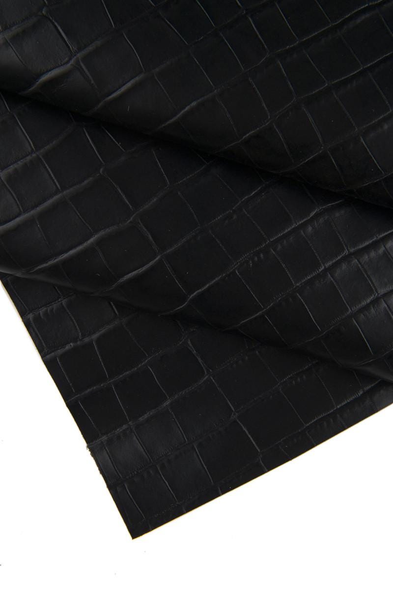 Grey embossed CROCODILE calf leather hide, glossy classic croc print leather skin 1.1–1.3 mm B16647-ST La Garzarara