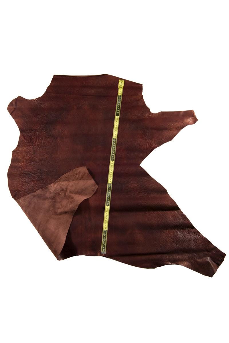 Rust goatskin leather hide, brown vintagetextured goatskin, soft metallic goat, leather material for crafter B16848-VT La Garzarara