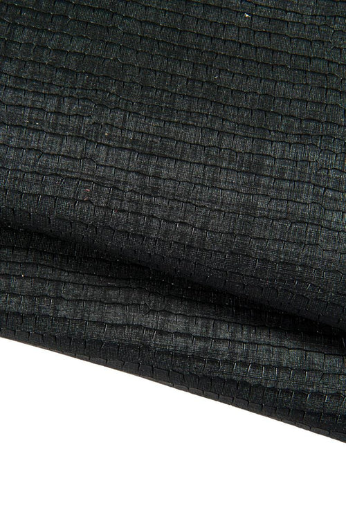Black crocodile printed leather skin, CROC embossed goatskin, METALLIC carved hide, medium softness B16648-MT(st) La Garzarara