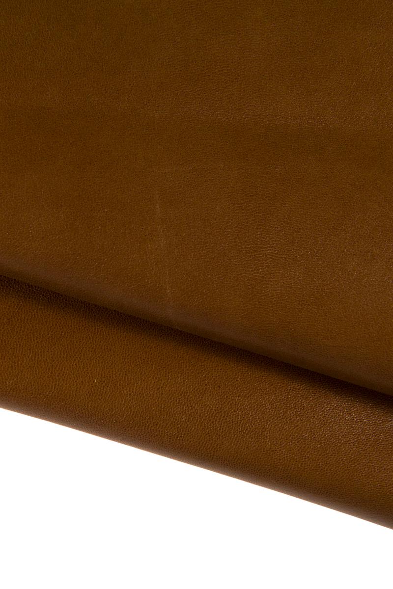 Walnut brown nappa lambskin leather SKIN hide, smooth glossy sheep leather 0.7–0.9 mm for bags and accessories, B16888-TU La Garzarara