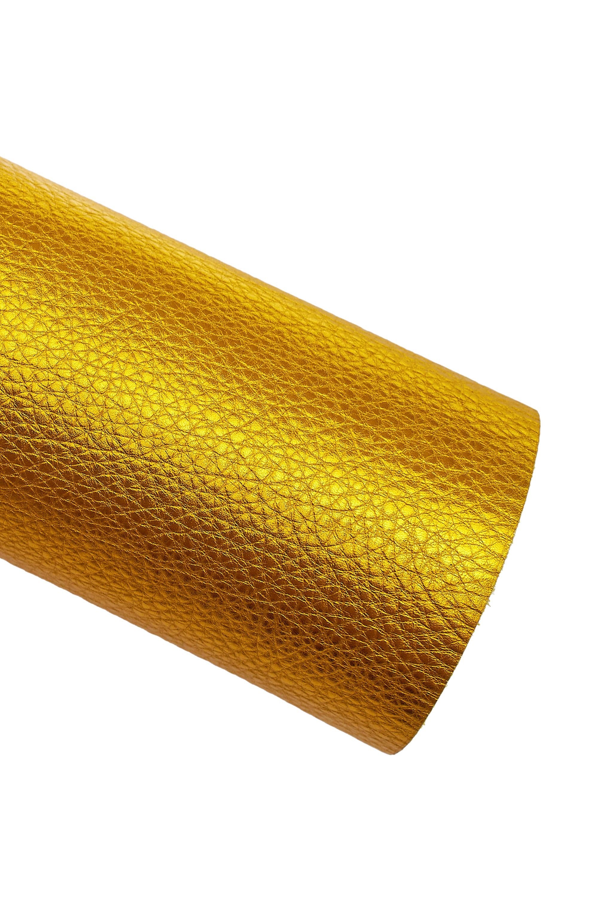 Gold yellow pebble GRAIN printed cowhide, metallic embossed leather skin, soft bright calfskin 1.8 - 2.0 mm B16739-MT La Garzarara
