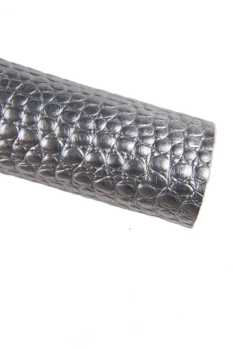 Silver CROCODILE leather hide, metallic croc embossed cowhide, glossy soft metallic cow 0.7 - 0.8 mm B16748-MT La Garzarara