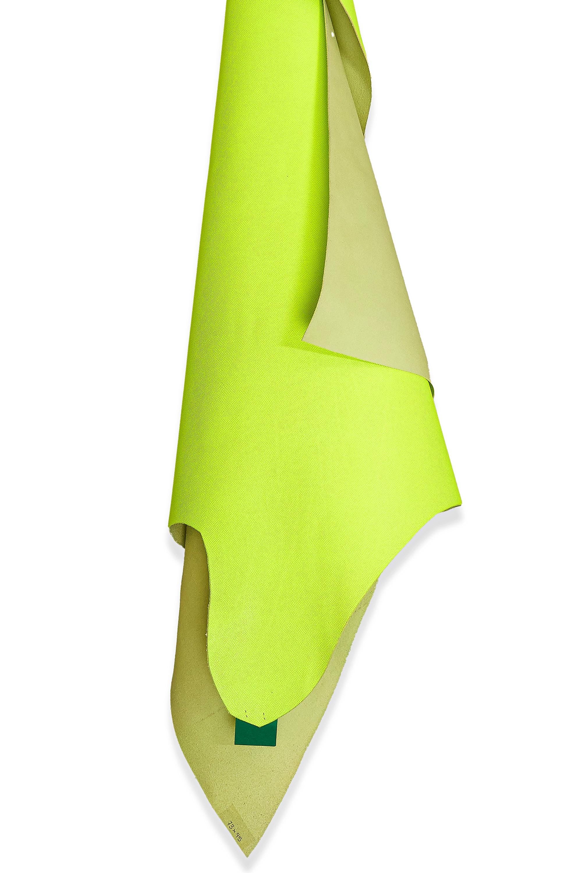 Neon yellow saffiano embossed cowhide leather SKIN hide, glossy calf leather 1.3–1.6 mm for bags and accessories, B16760-TU La Garzarara