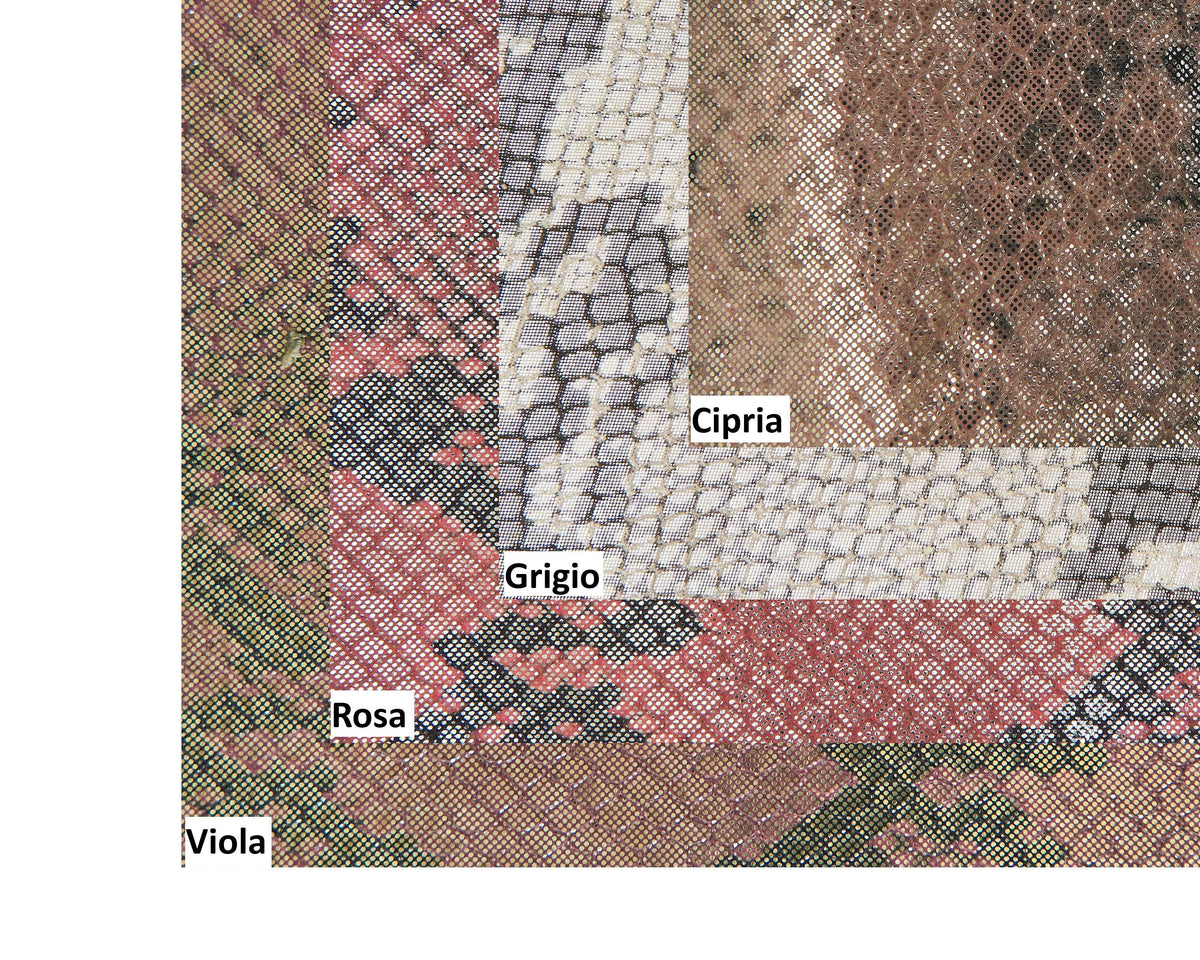 Python Print Leather Hide, Glitter Laminated Snake Skin, Metallic Genuine Leather, Blush Grey Pink Purple, B16666-MT La Garzarara