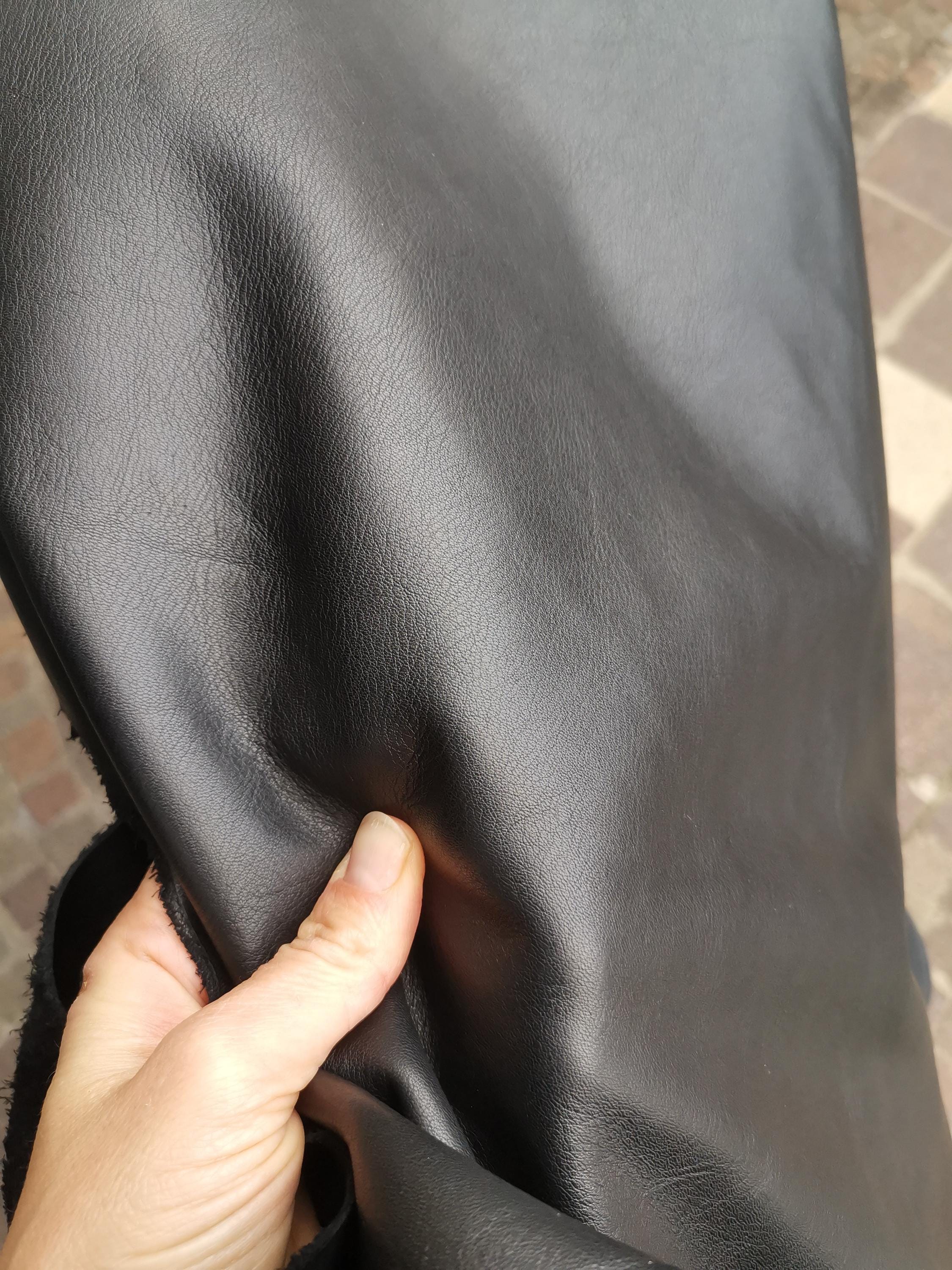 Large Black Pebbled Calf Leather, Whole Cowhide Leather Hide, Full Leather for Upholstery 74 x 61 inches /187 x 155 cm B17209-TB Garzarara