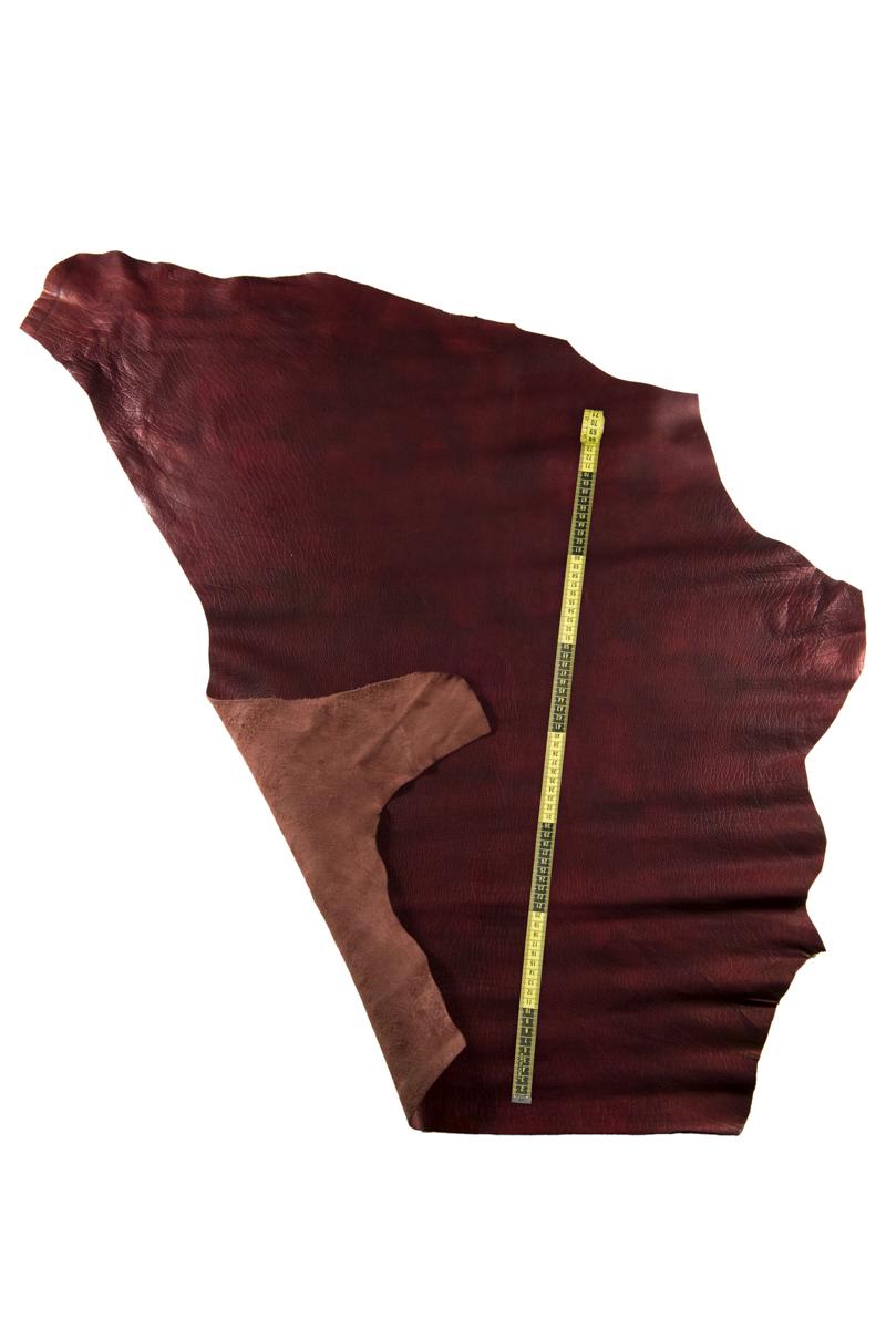 Burgundy AGED leather skin, sponged pebble grain printed goatskin, sporty soft METALLIC hide B16849-VT La Garzarara