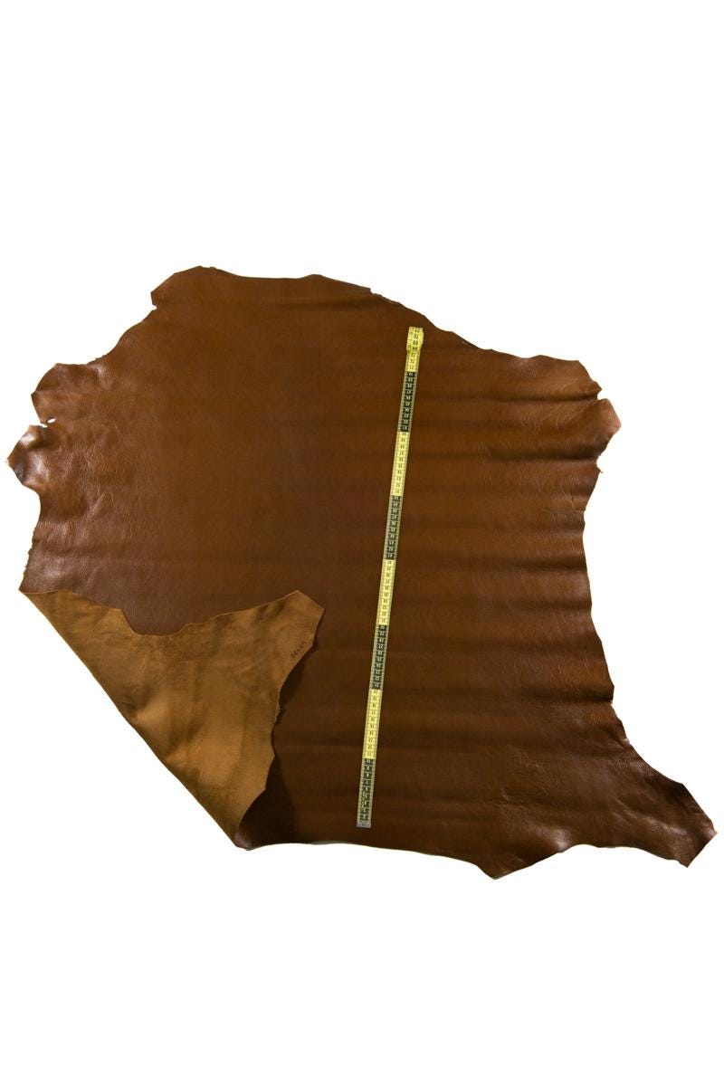 Walnut brown nappa lambskin leather SKIN hide, smooth glossy sheep leather 0.7–0.9 mm for bags and accessories, B16888-TU La Garzarara